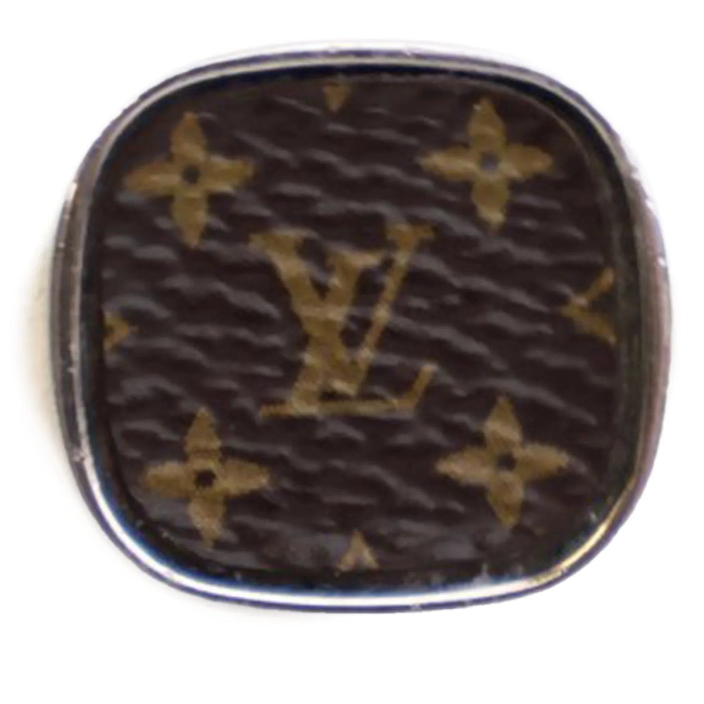 Silver Louis Vuitton Monogram PadLock Signet Ring