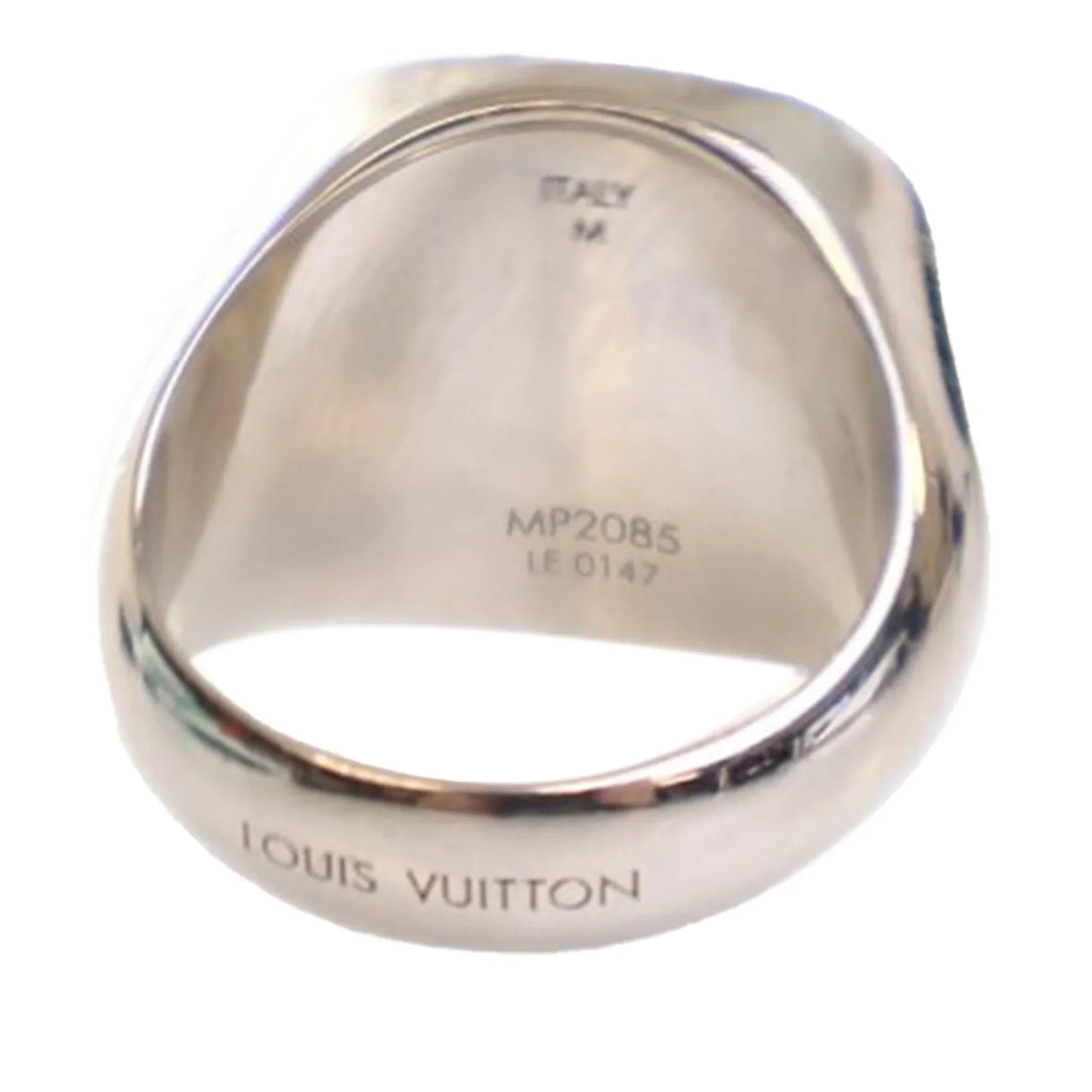 Silver Louis Vuitton Monogram PadLock Signet Ring