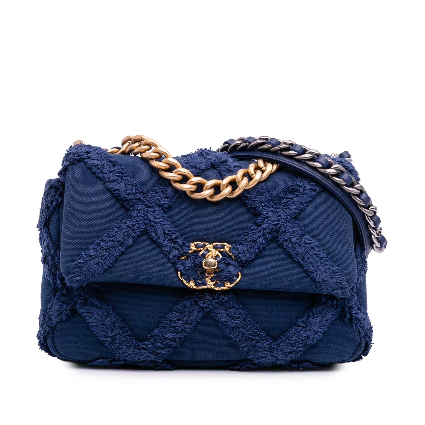 Blue Chanel Medium Canvas and Cotton 19 Flap Satchel