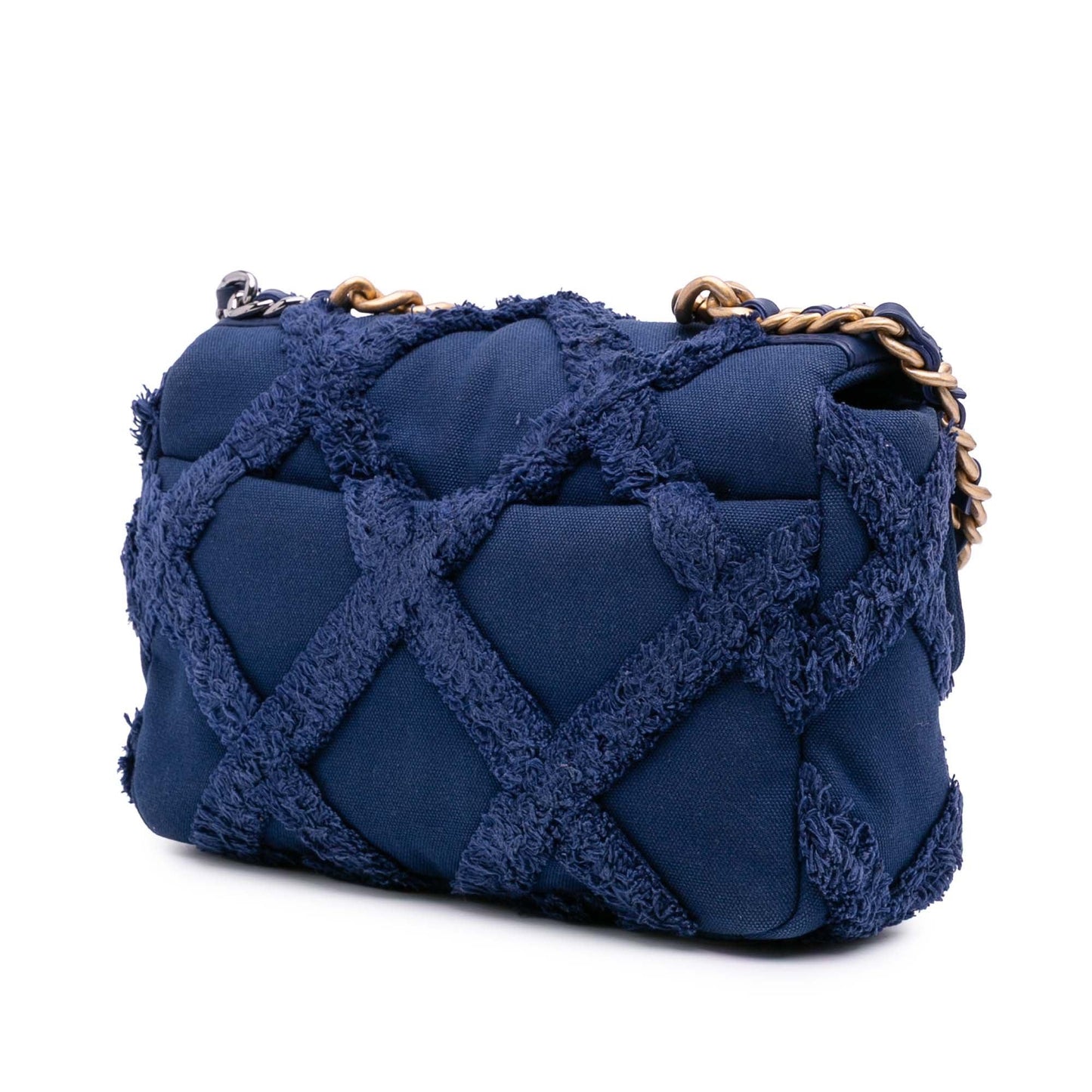 Blue Chanel Medium Canvas and Cotton 19 Flap Satchel