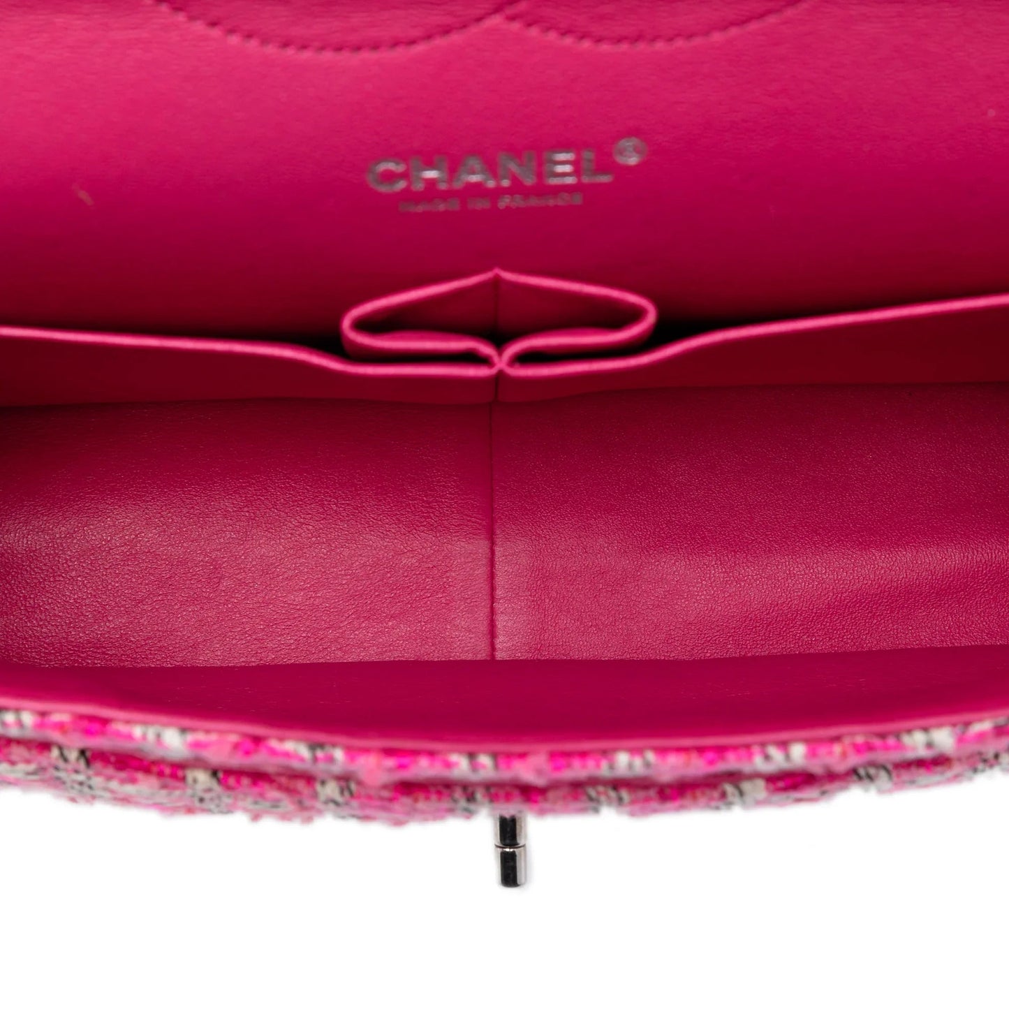 Pink Chanel Jumbo Classic Tweed Double Flap Shoulder Bag