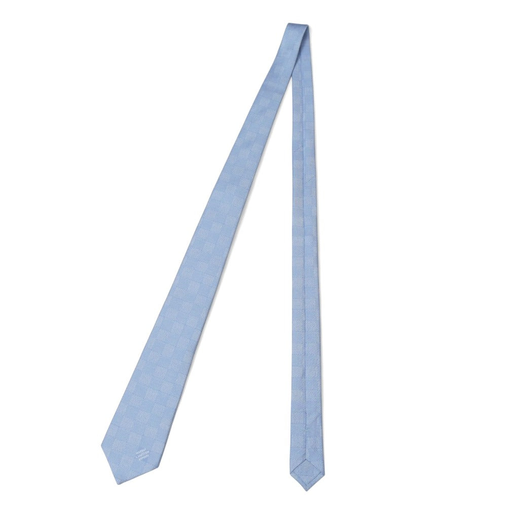 LOUIS VUITTON tie Damier Heritage Tie ダミエ ヘリテージ ネクタイ 100% silk Light blue M96633 S