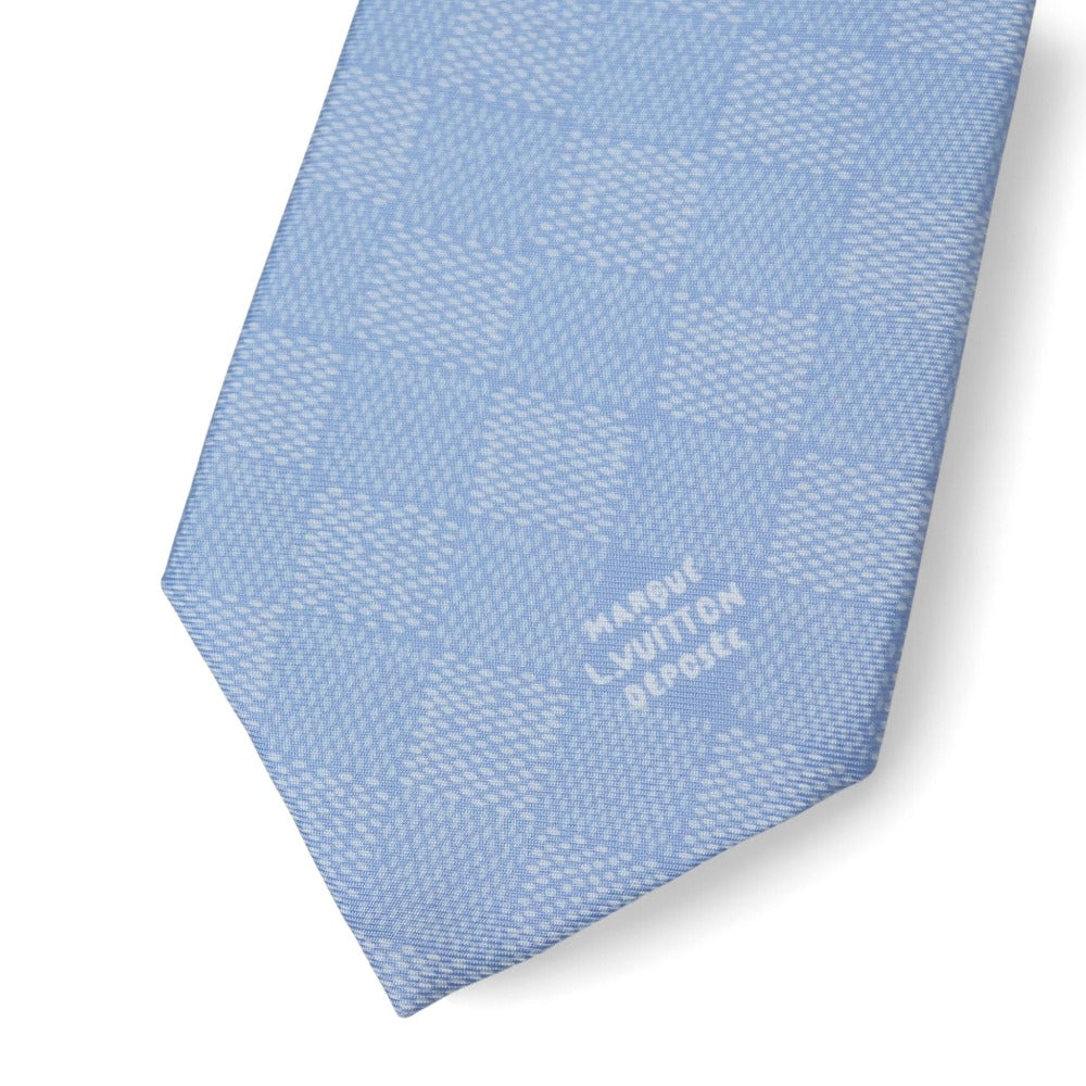 LOUIS VUITTON tie Damier Heritage Tie ダミエ ヘリテージ ネクタイ 100% silk Light blue M96633 S