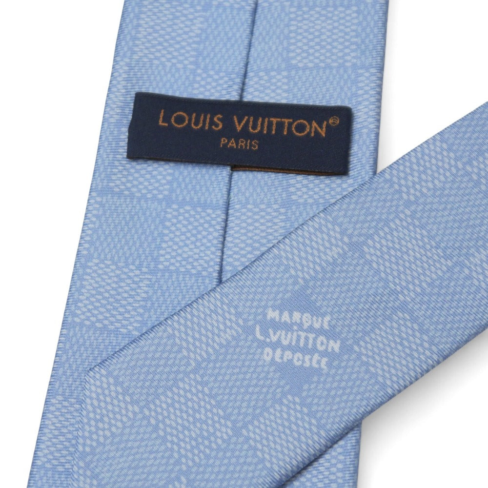 LOUIS VUITTON tie Damier Heritage Tie ダミエ ヘリテージ ネクタイ 100% silk Light blue M96633 S