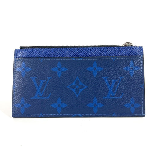 LOUIS VUITTON Coin case M30270 Taiga Leather, Monogram Canvas blue Taigalama Coin card holder mens(Unisex)