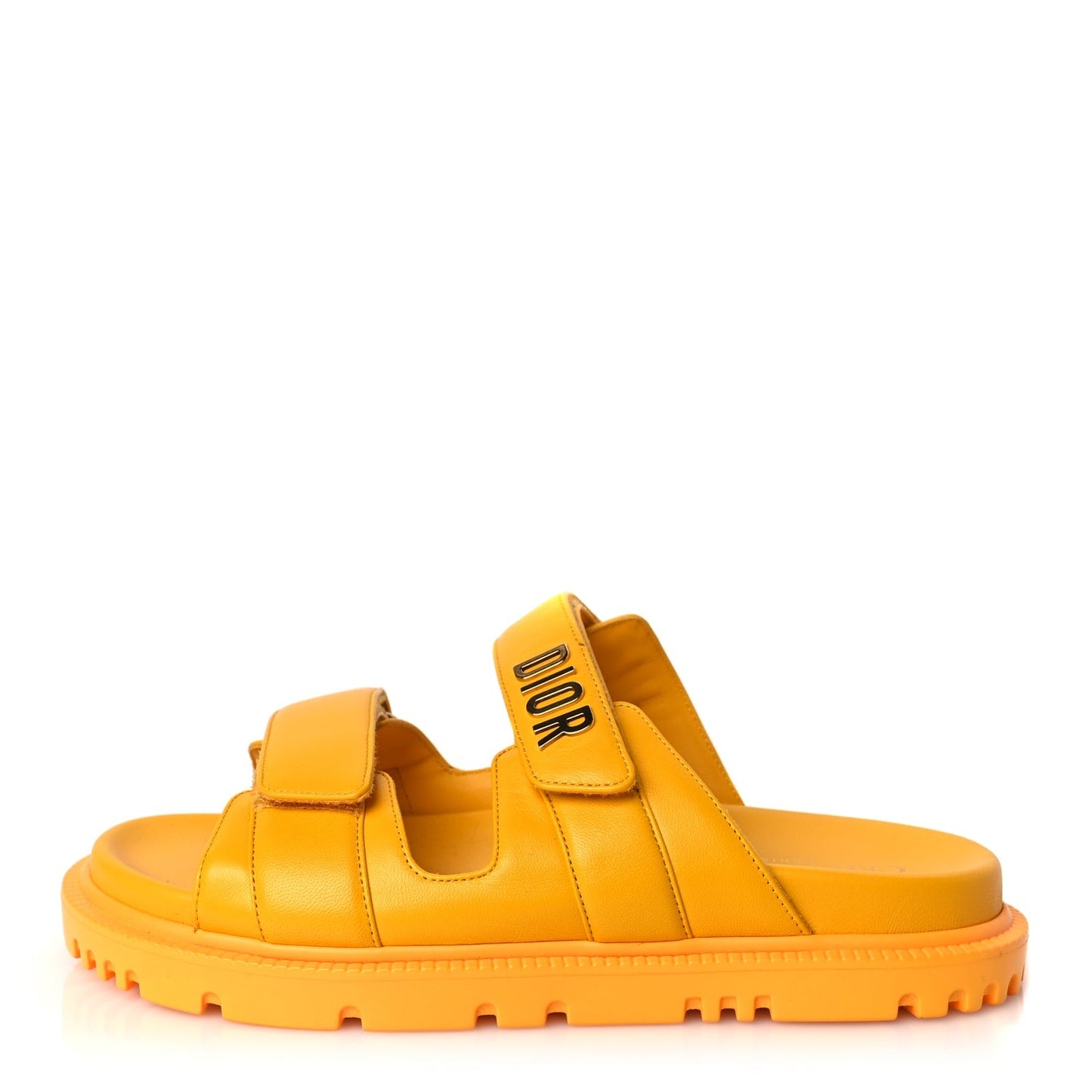 Christian Dior Lambskin Dioract 10mm Slide Sandals 37.5 Amber Yellow