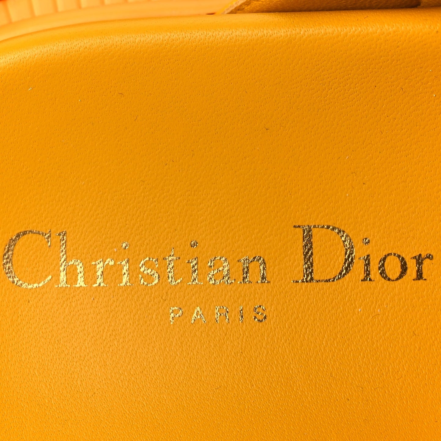 Christian Dior Lambskin Dioract 10mm Slide Sandals 37.5 Amber Yellow