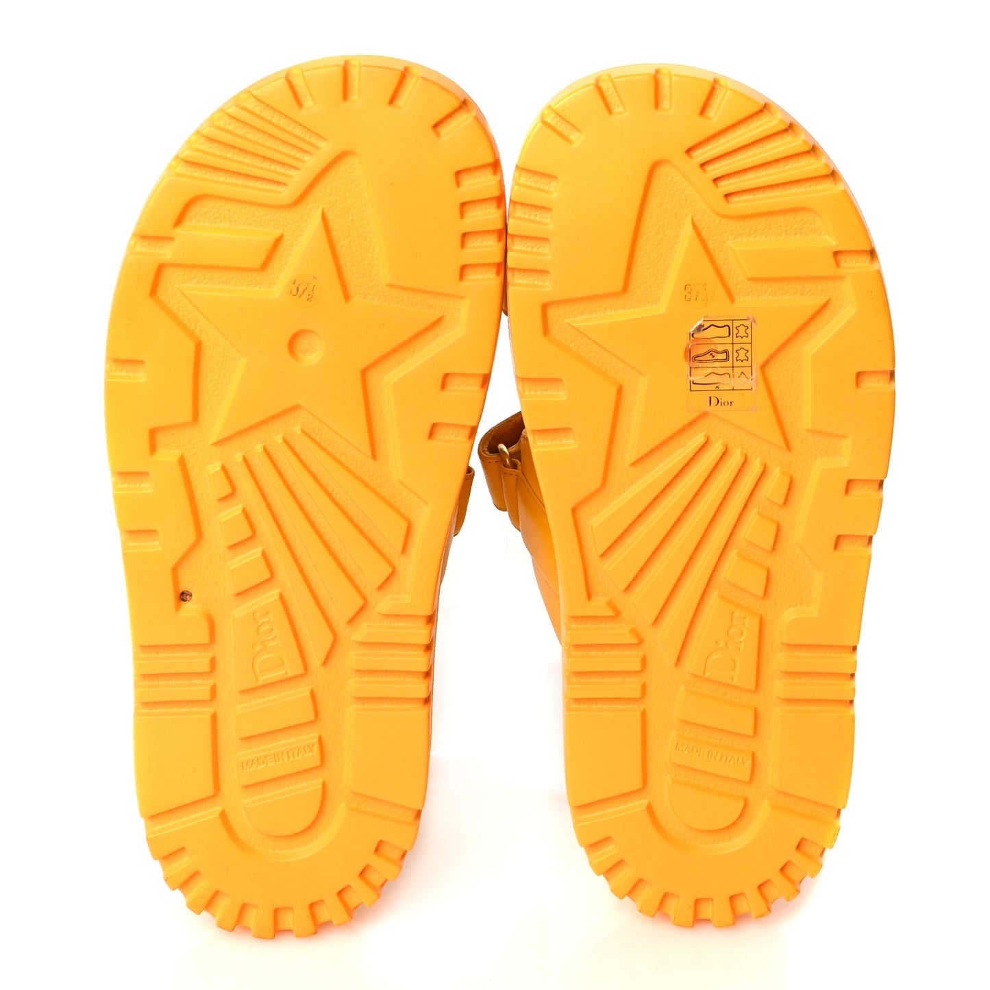 Christian Dior Lambskin Dioract 10mm Slide Sandals 37.5 Amber Yellow