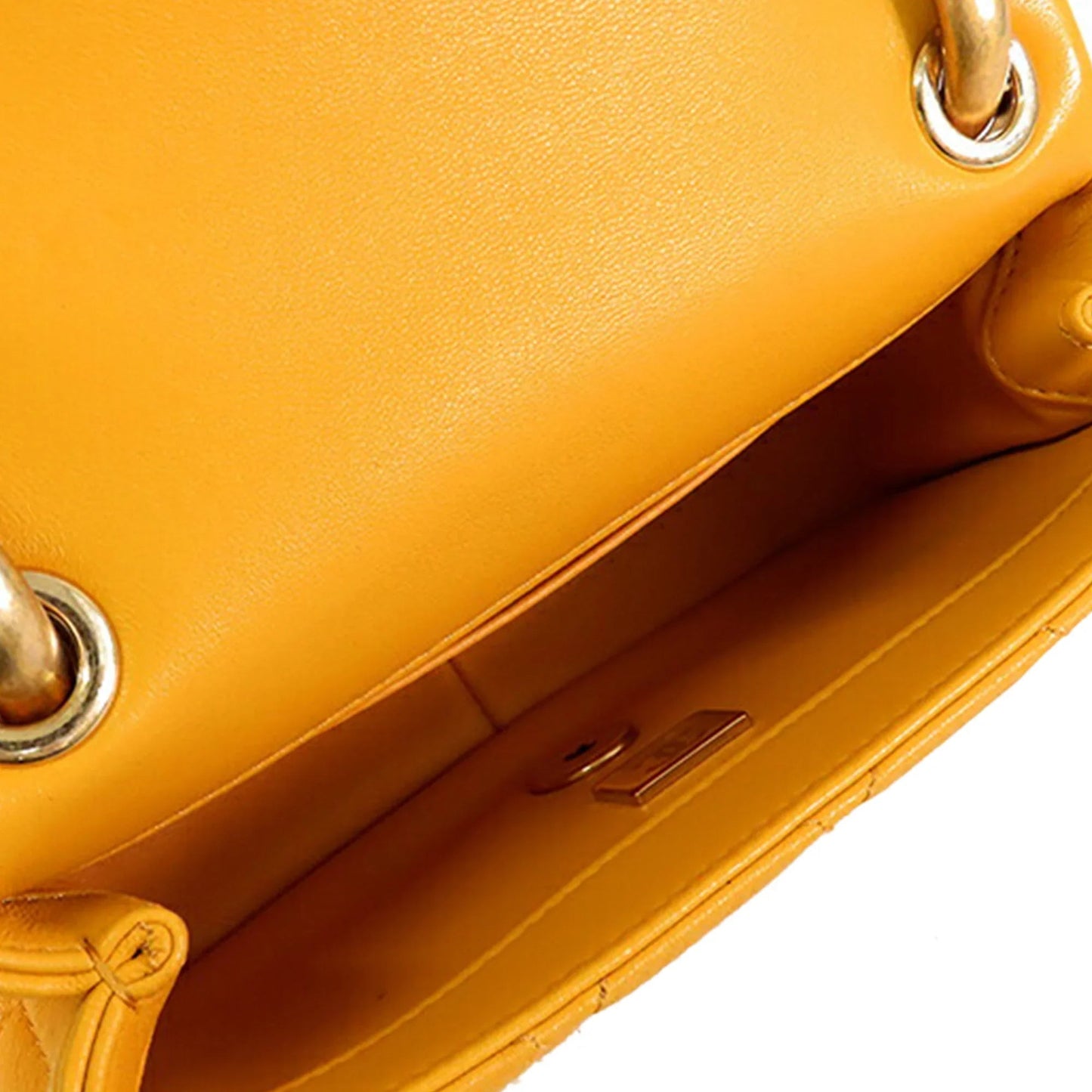 Yellow Chanel Mini Square Lambskin Wenge Wood Flap Crossbody Bag