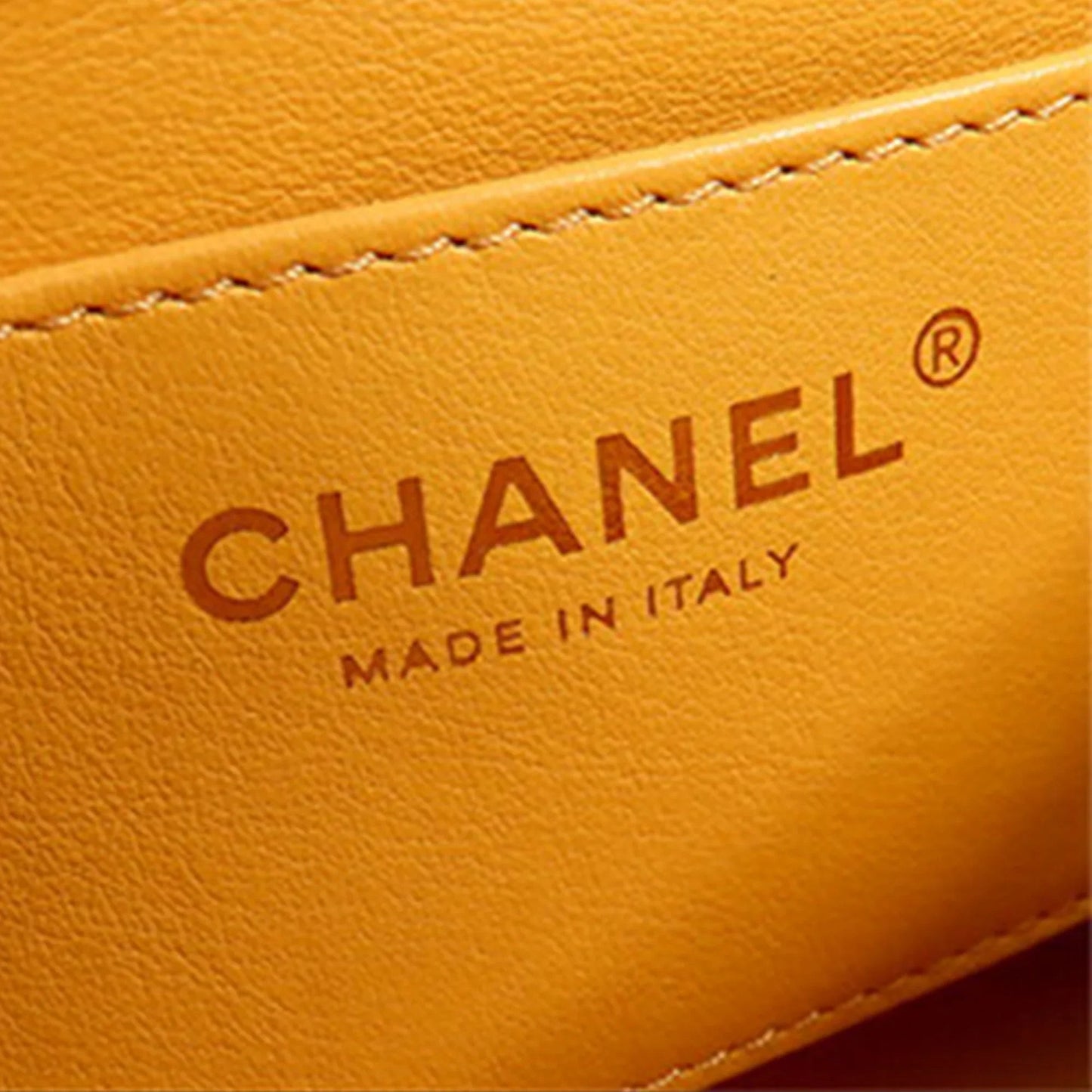 Yellow Chanel Mini Square Lambskin Wenge Wood Flap Crossbody Bag