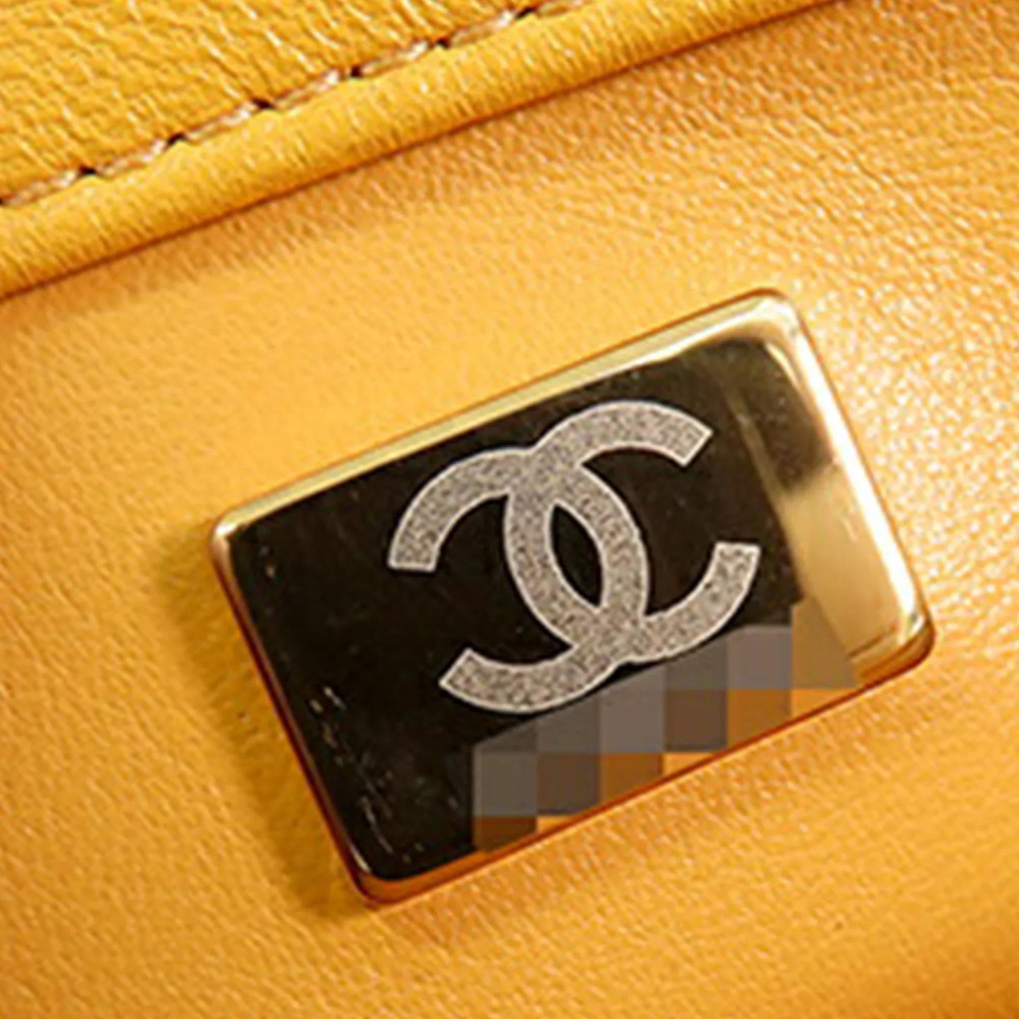 Yellow Chanel Mini Square Lambskin Wenge Wood Flap Crossbody Bag
