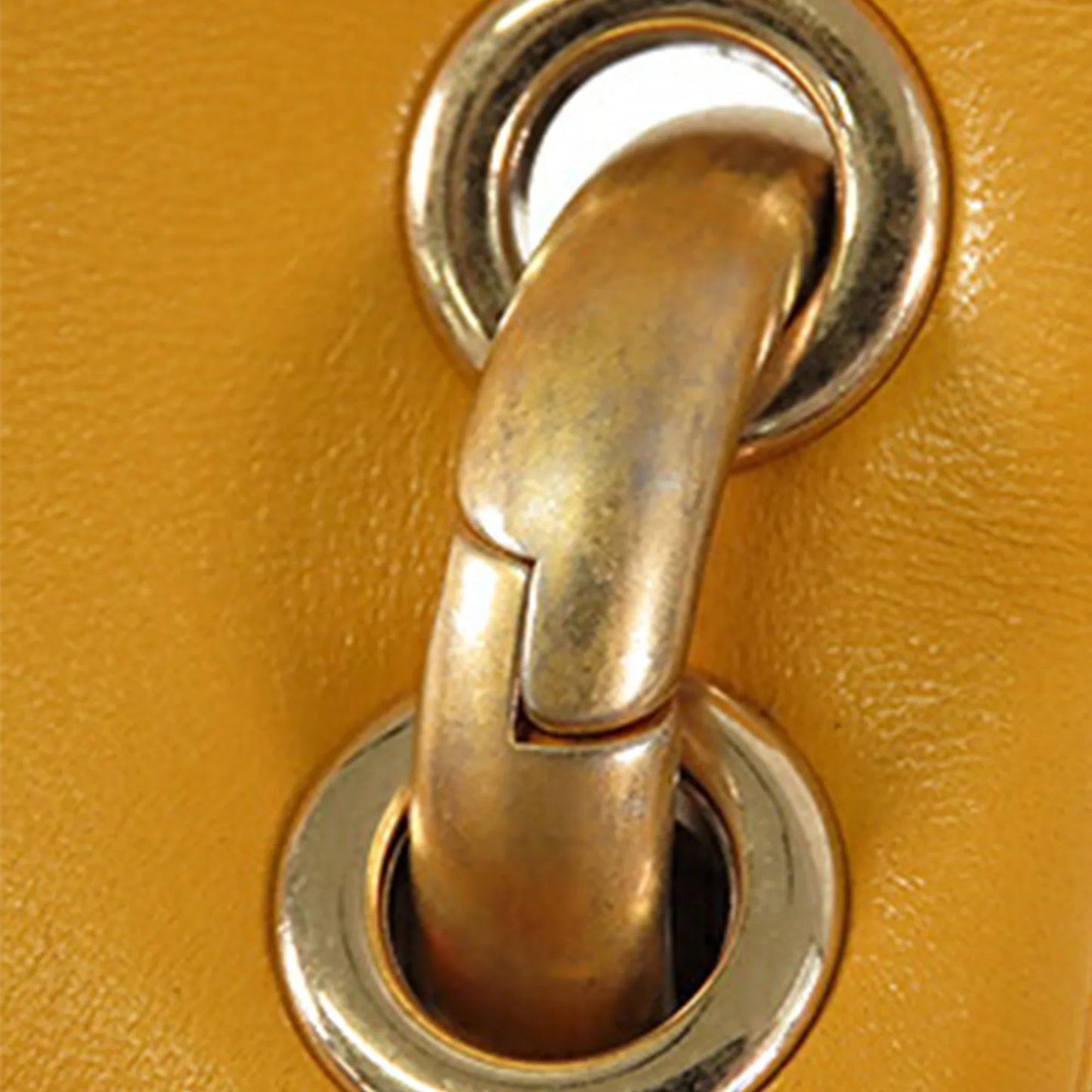 Yellow Chanel Mini Square Lambskin Wenge Wood Flap Crossbody Bag
