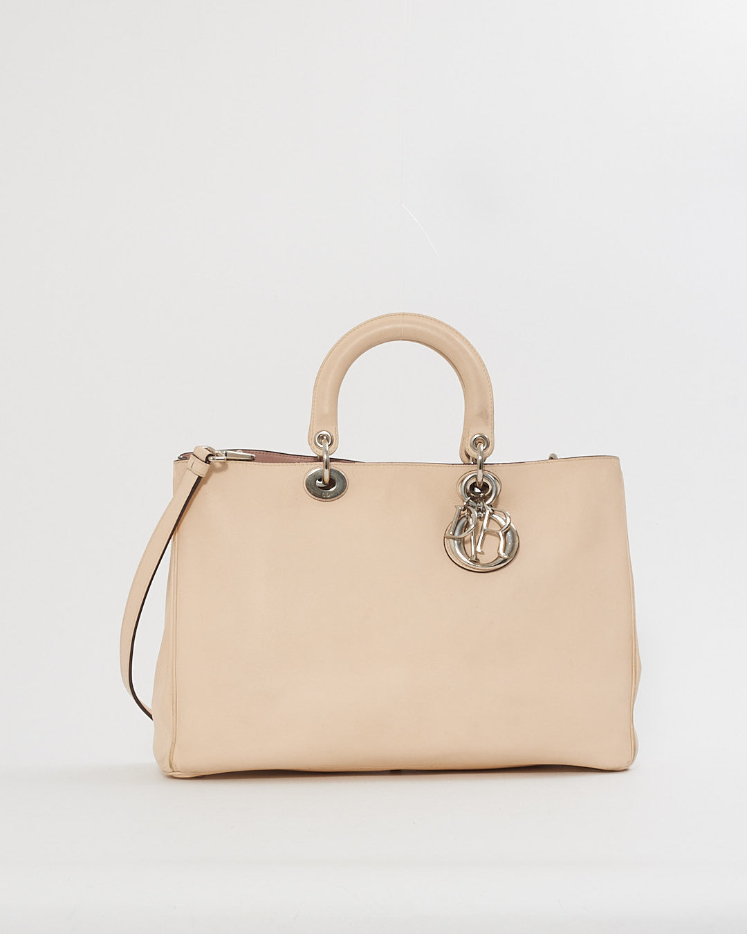 Dior White Leather Diorissimo Tote - with strap