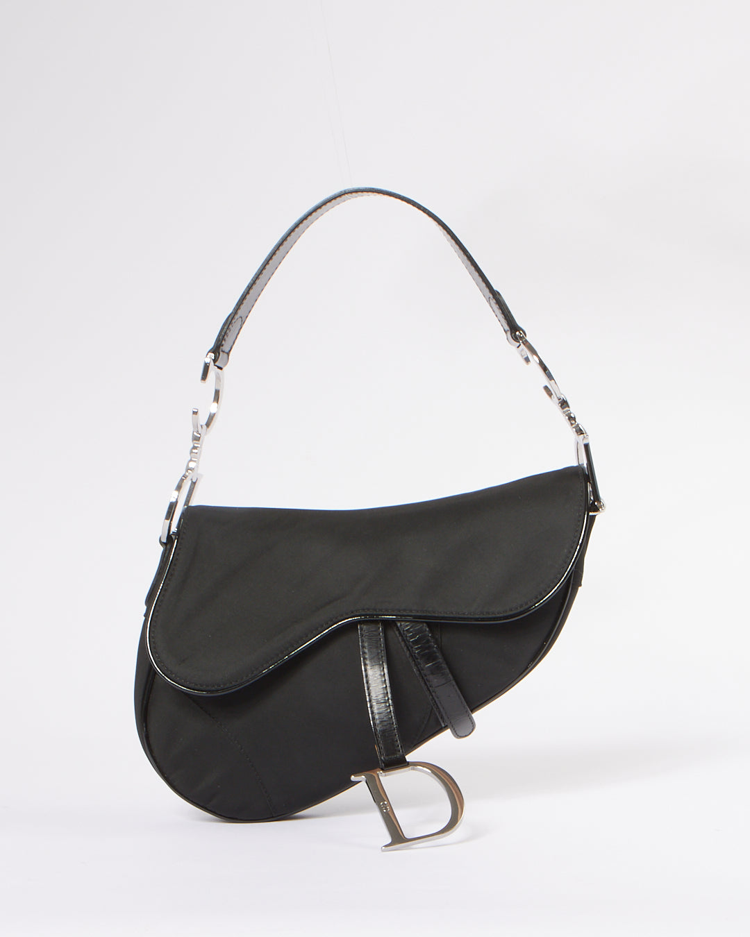 Dior   Black Satin Saddle Shoulder Bag