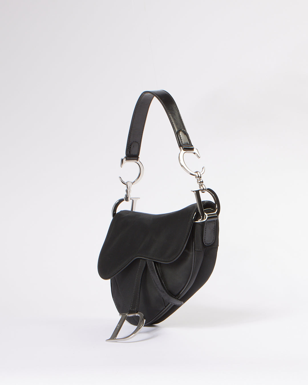 Dior   Black Satin Saddle Shoulder Bag