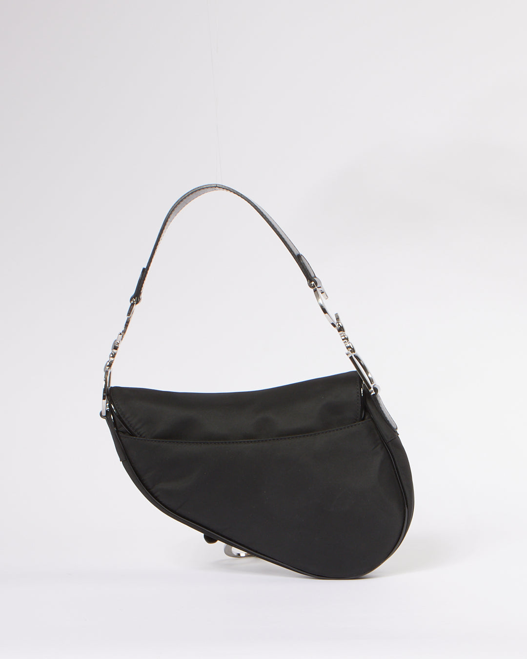 Dior   Black Satin Saddle Shoulder Bag