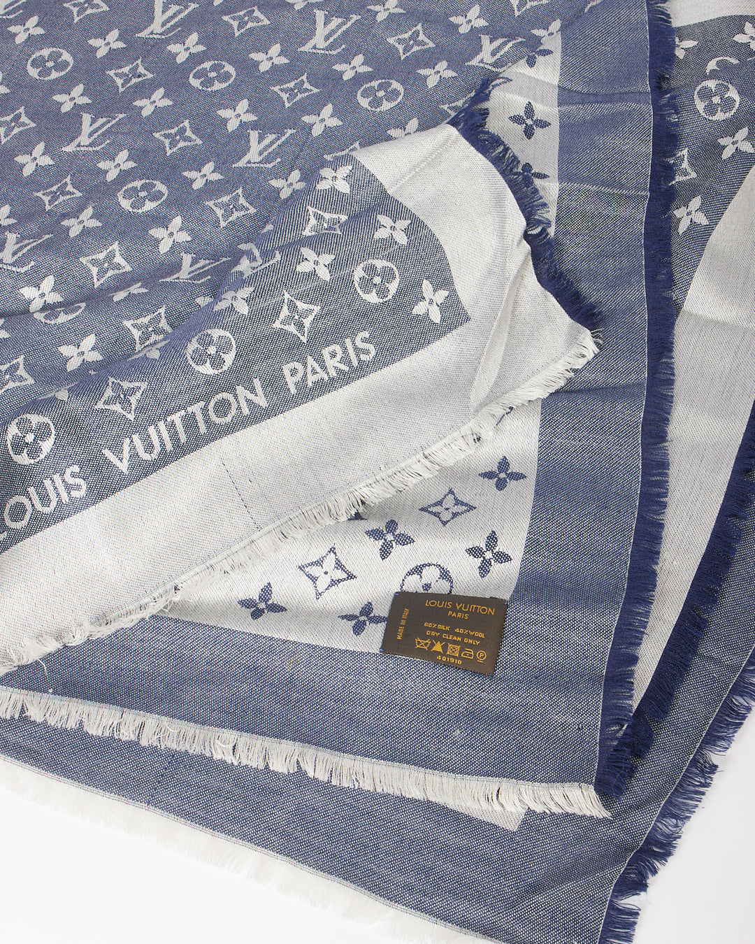 Louis Vuitton Blue Monogram Silk Shawl