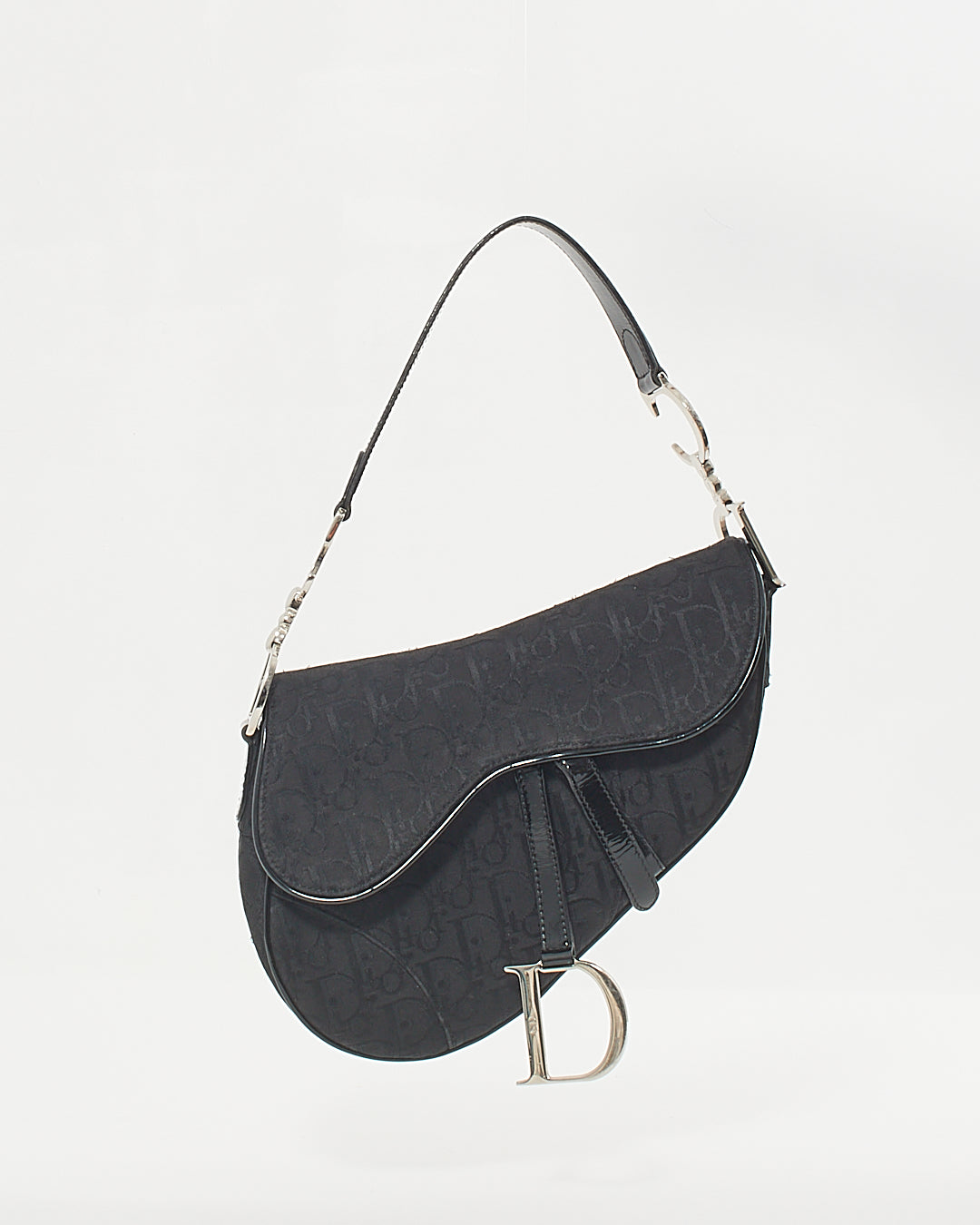 Dior   Black Canvas Oblique Saddle Bag