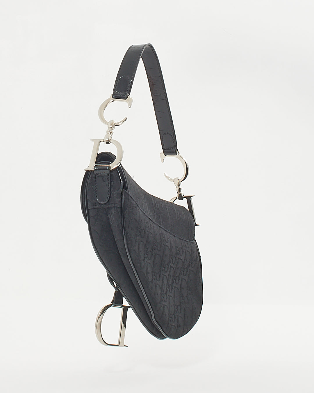 Dior   Black Canvas Oblique Saddle Bag