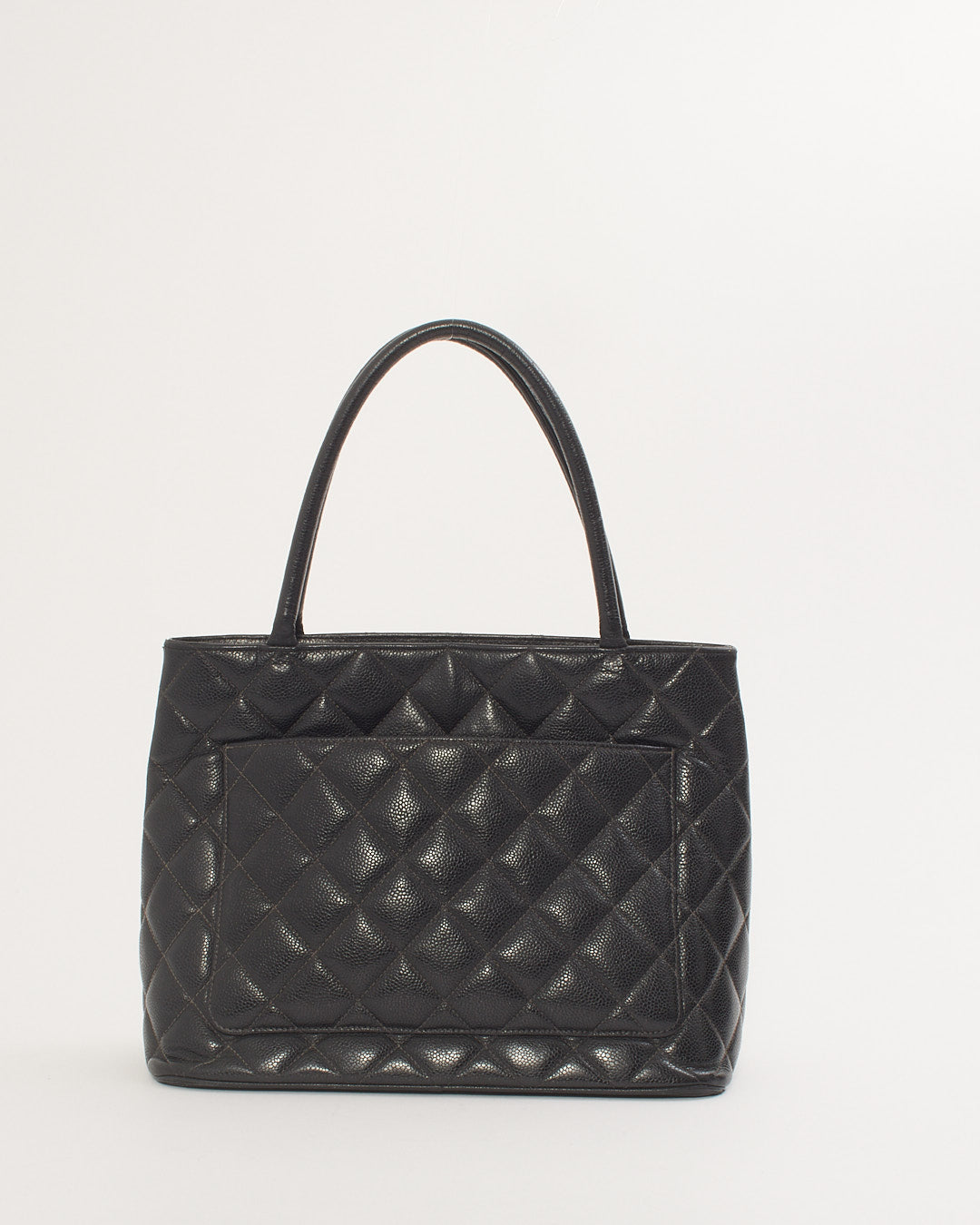 Chanel Black Caviar Leather Medallion Top Handle Tote GHW