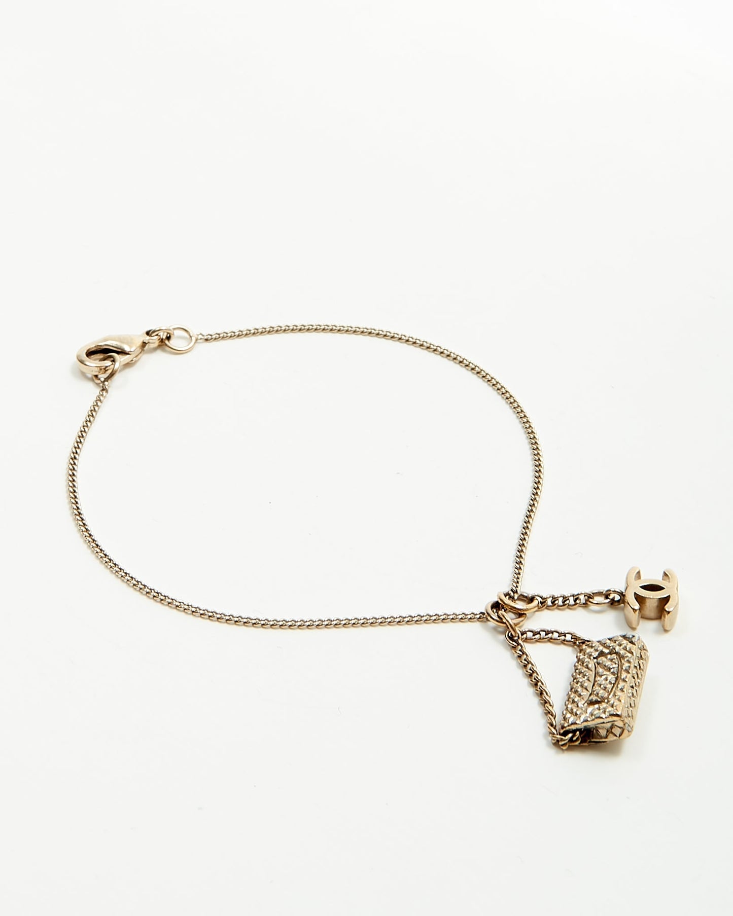 Chanel Antique Tone Chanel Flap & CC Logo Pendant Bracelet
