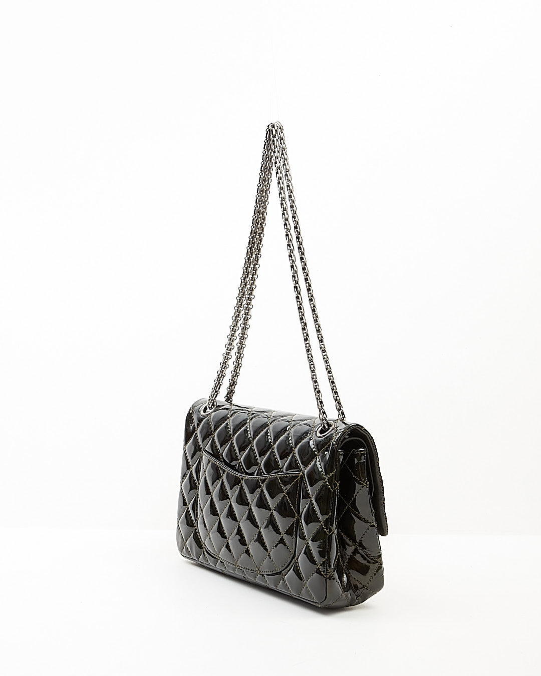 Chanel Black/Green Irridescent Patent Reissue 226 Double Flap Bag