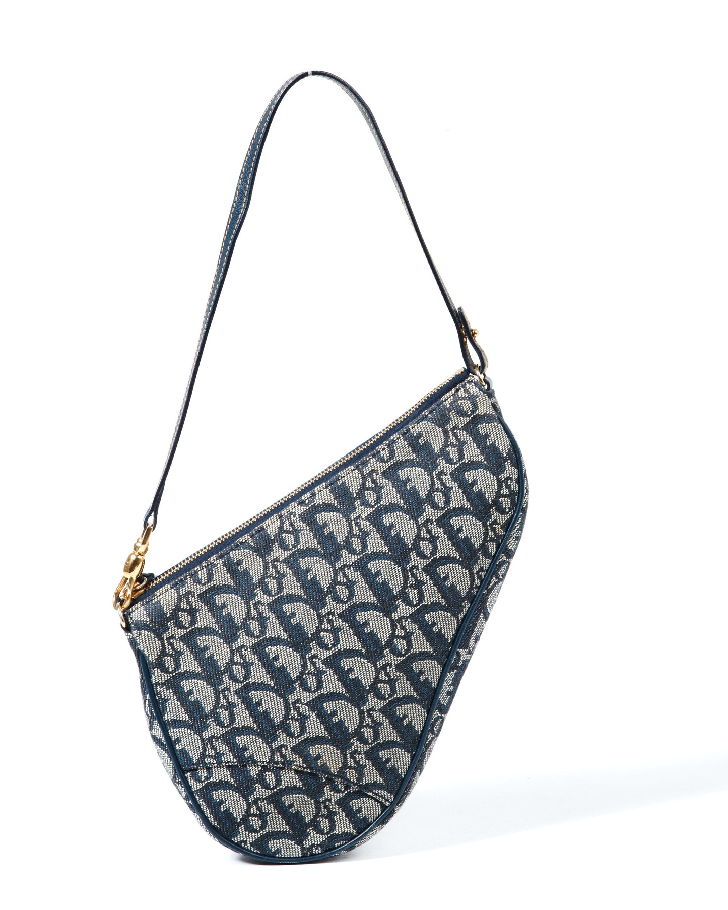 Dior   Navy Diorissimo Mini Saddle Pochette Shoulder Bag
