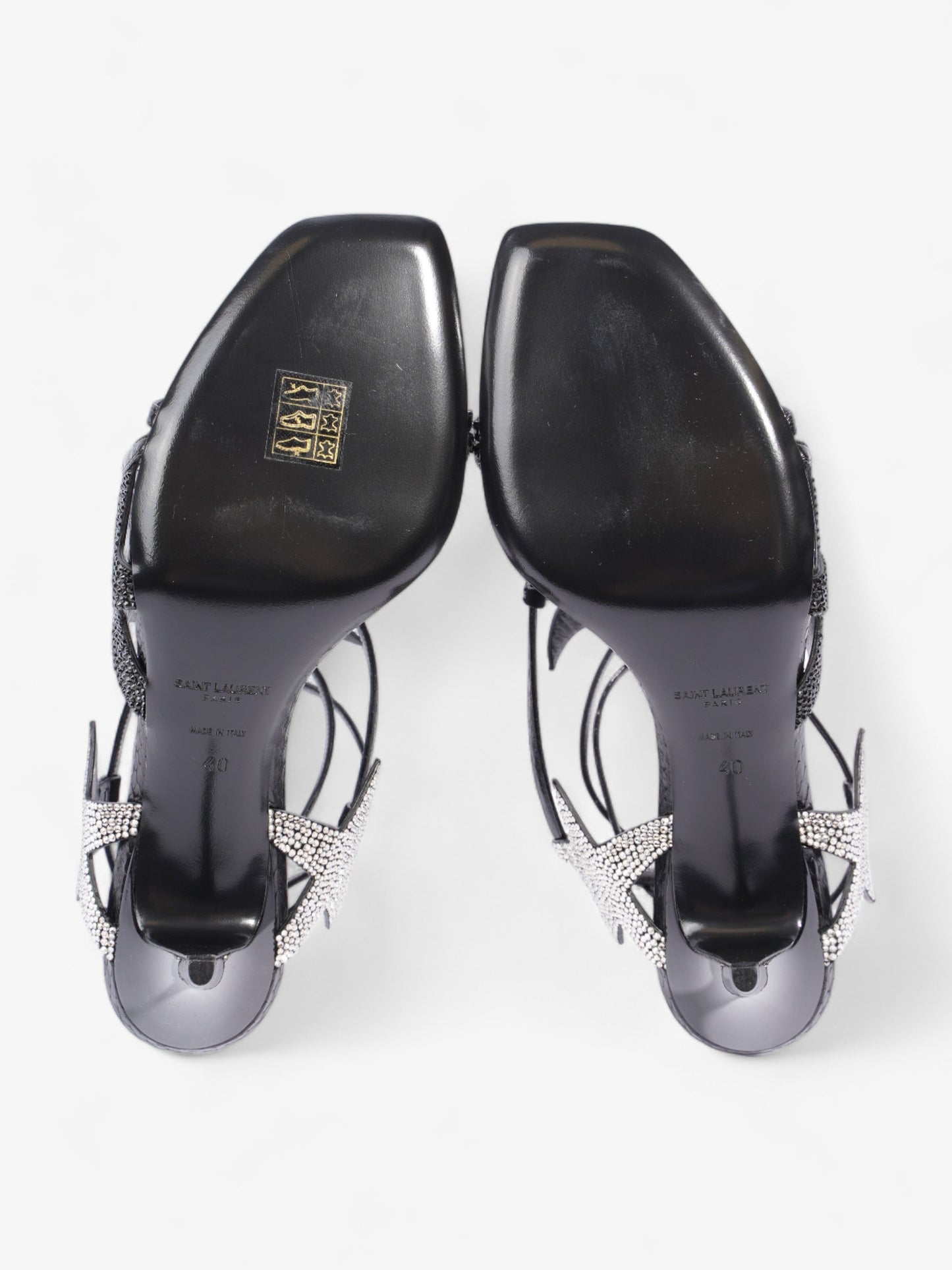 Saint Laurent Ayers Lacquer Stars Heels 60 Black / Silver Sequins  Leather EU 40 UK 7