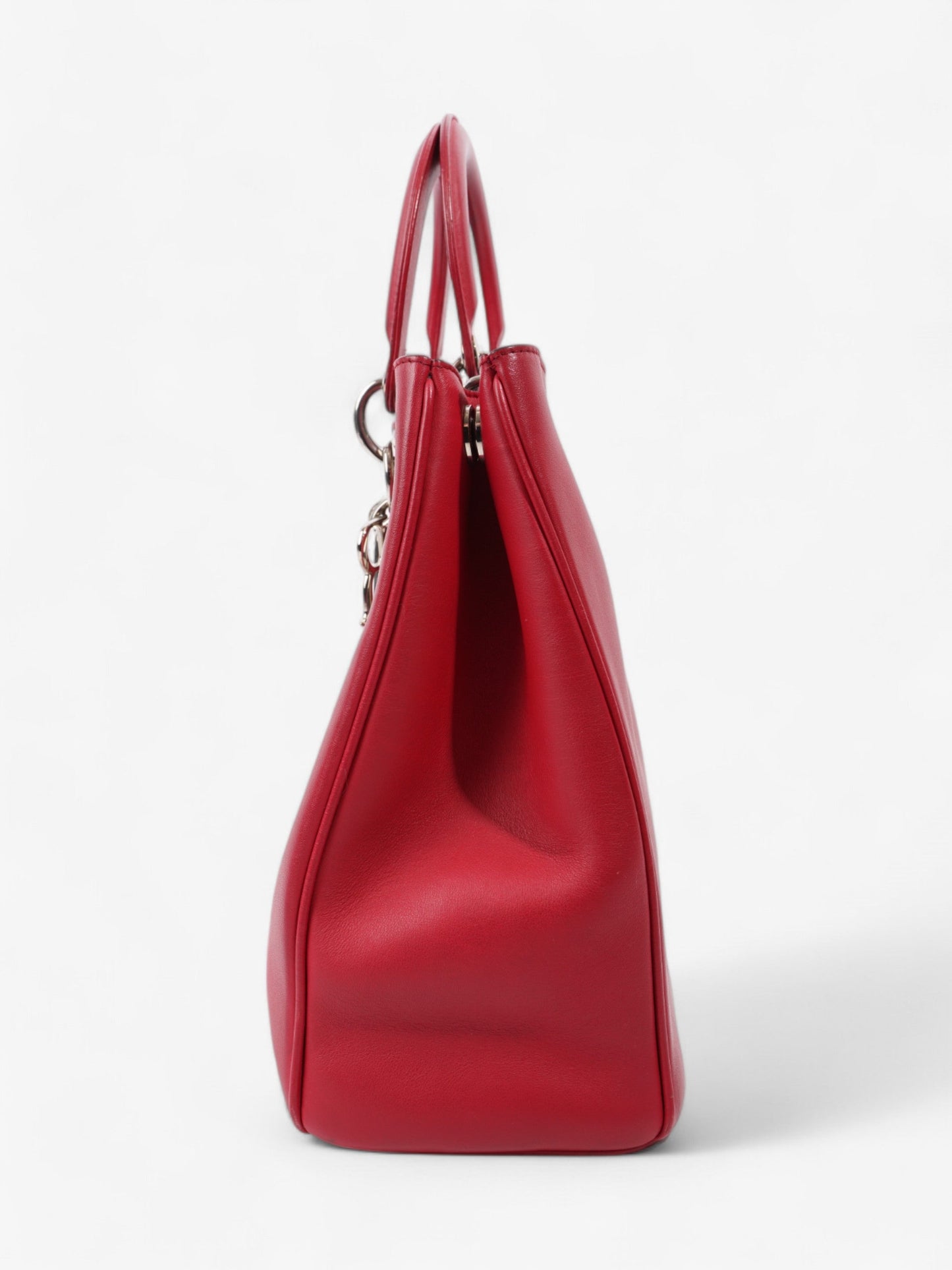Christian Dior Diorissimo Shopper Tote Red Calfskin Leather Large