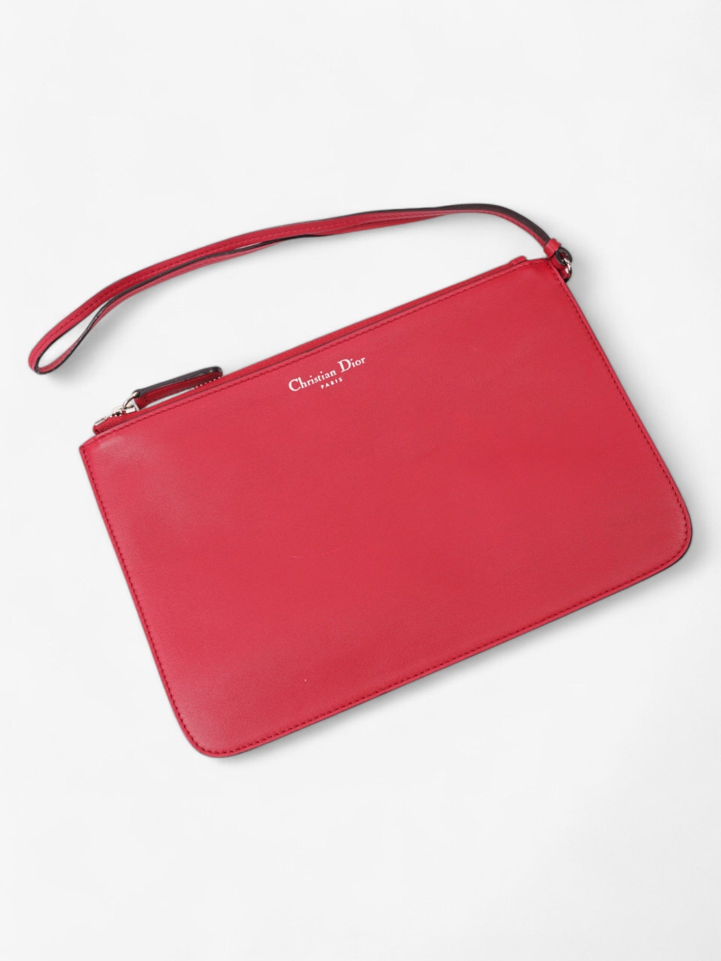 Christian Dior Diorissimo Shopper Tote Red Calfskin Leather Large