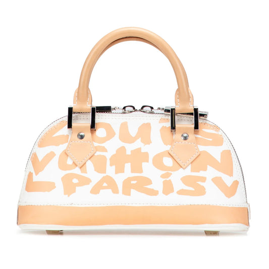 White Louis Vuitton Stephen Spro  Graffiti Alma PM Handbag