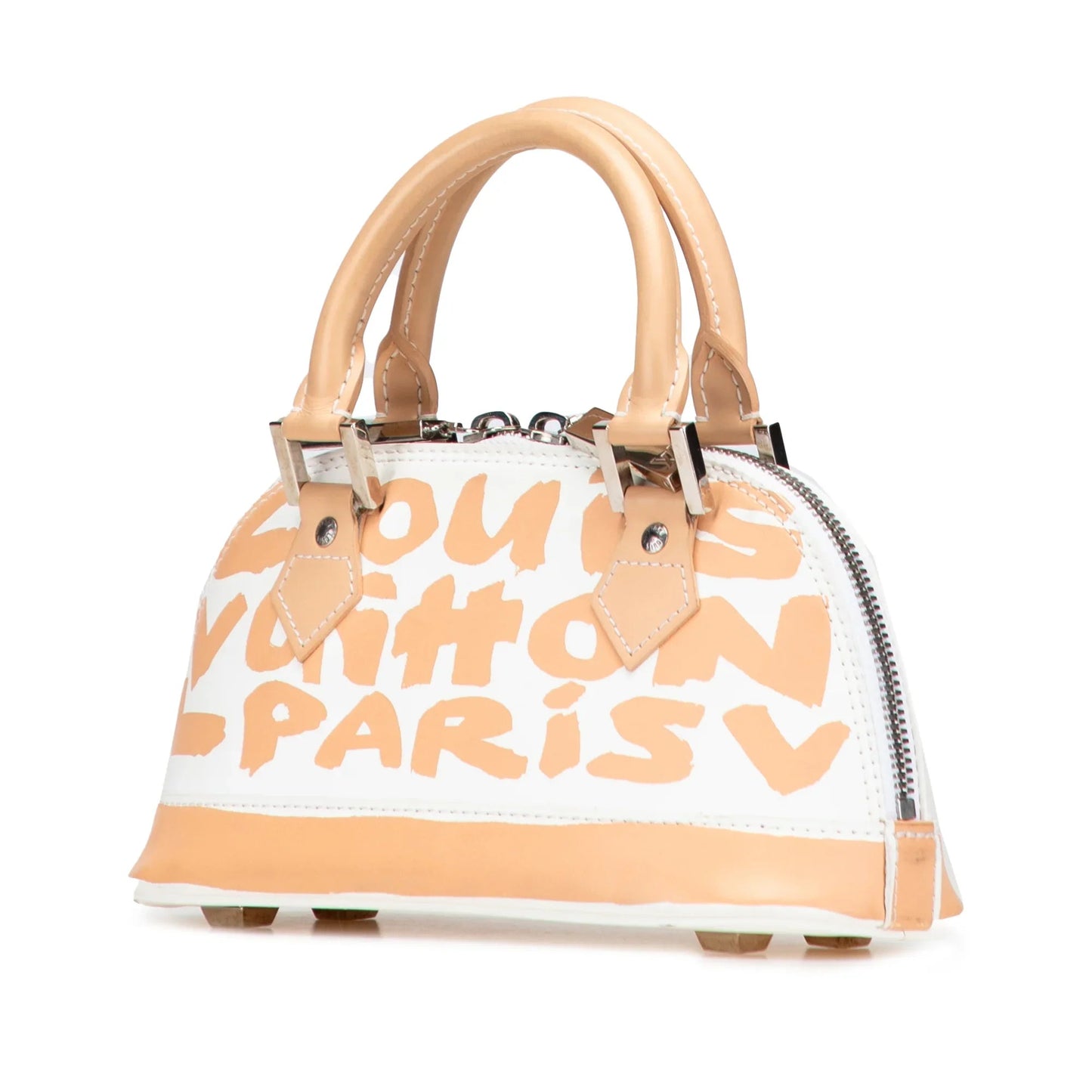 White Louis Vuitton Stephen Spro  Graffiti Alma PM Handbag