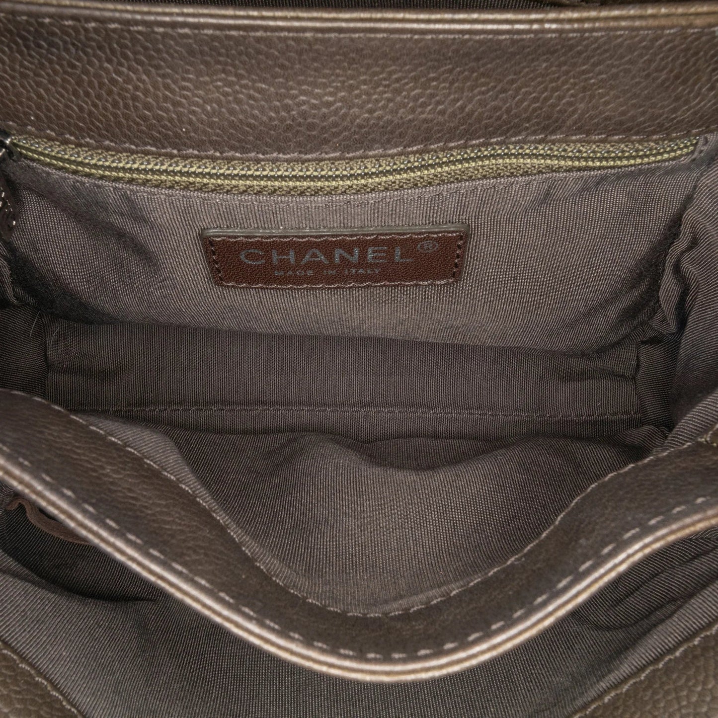 Brown Chanel CC Quilted Caviar Crossbody