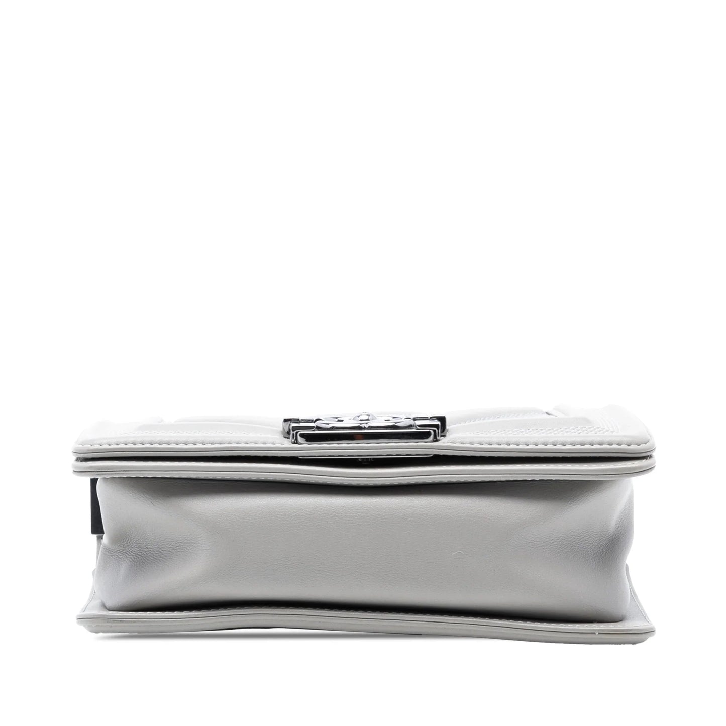 Gray Chanel Small Chevron Stitched Calfskin Boy Flap Crossbody Bag