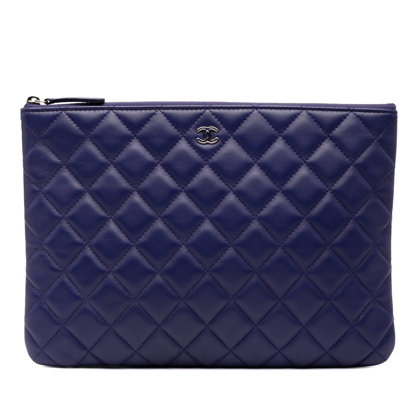 Violet Purple Chanel Medium CC Quilted Lambskin O Case Clutch