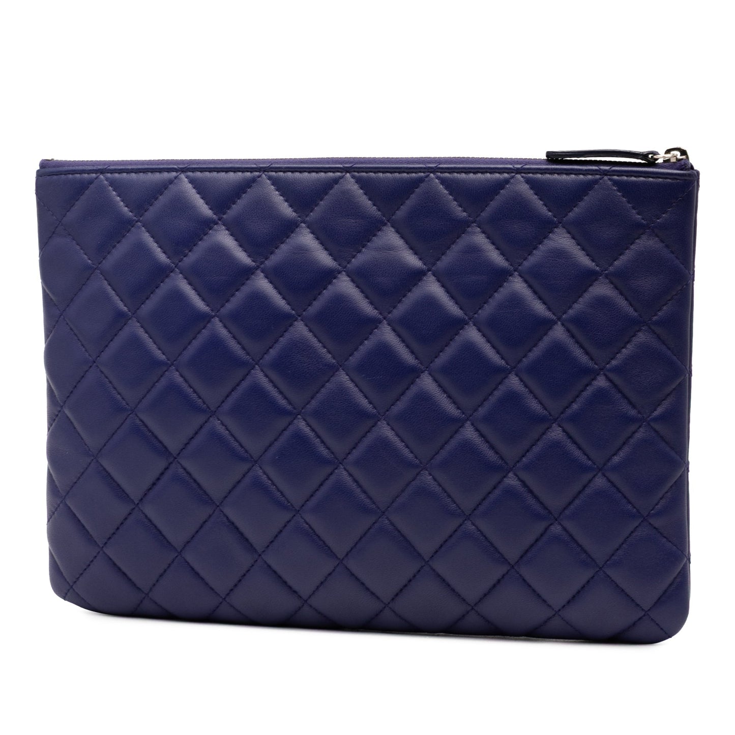 Violet Purple Chanel Medium CC Quilted Lambskin O Case Clutch