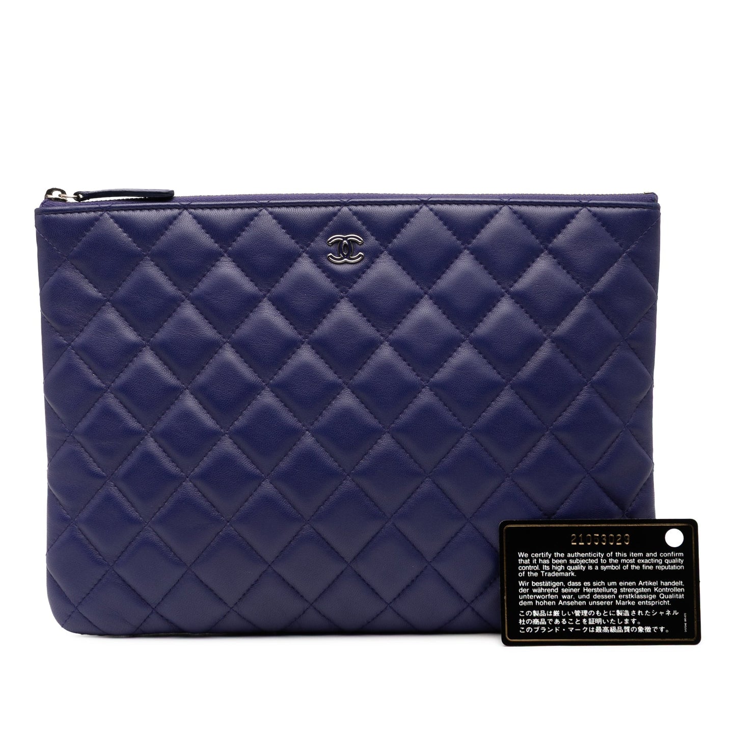 Violet Purple Chanel Medium CC Quilted Lambskin O Case Clutch