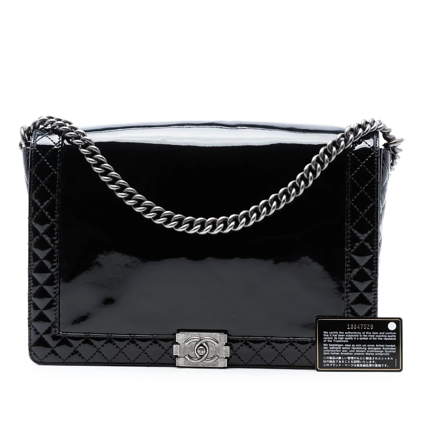 Black Chanel Extra Large Patent Boy Reverso Flap Crossbody Bag