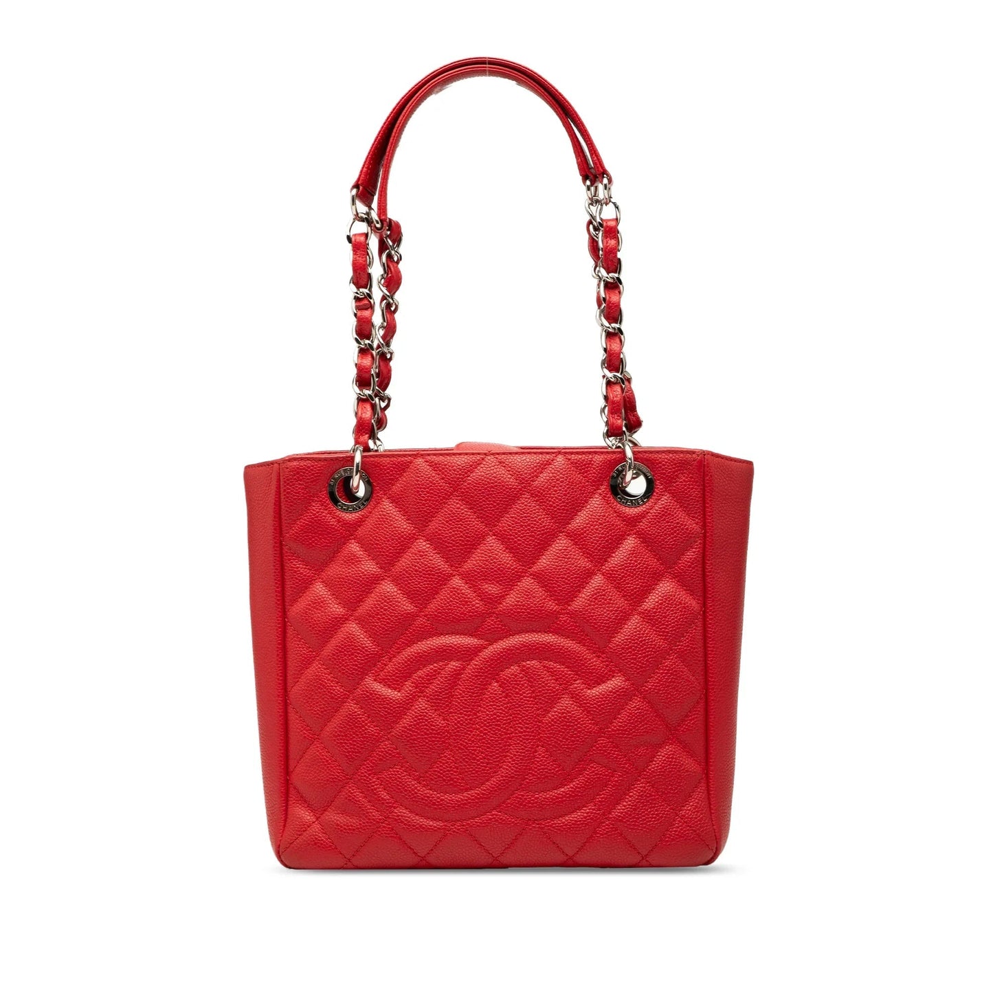 Red Chanel Caviar Petite Shopping Tote