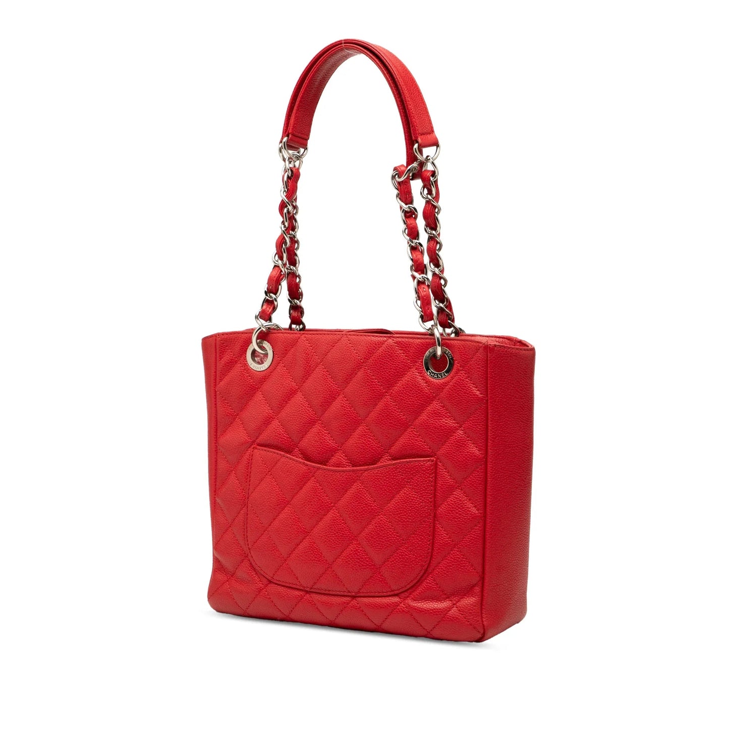 Red Chanel Caviar Petite Shopping Tote
