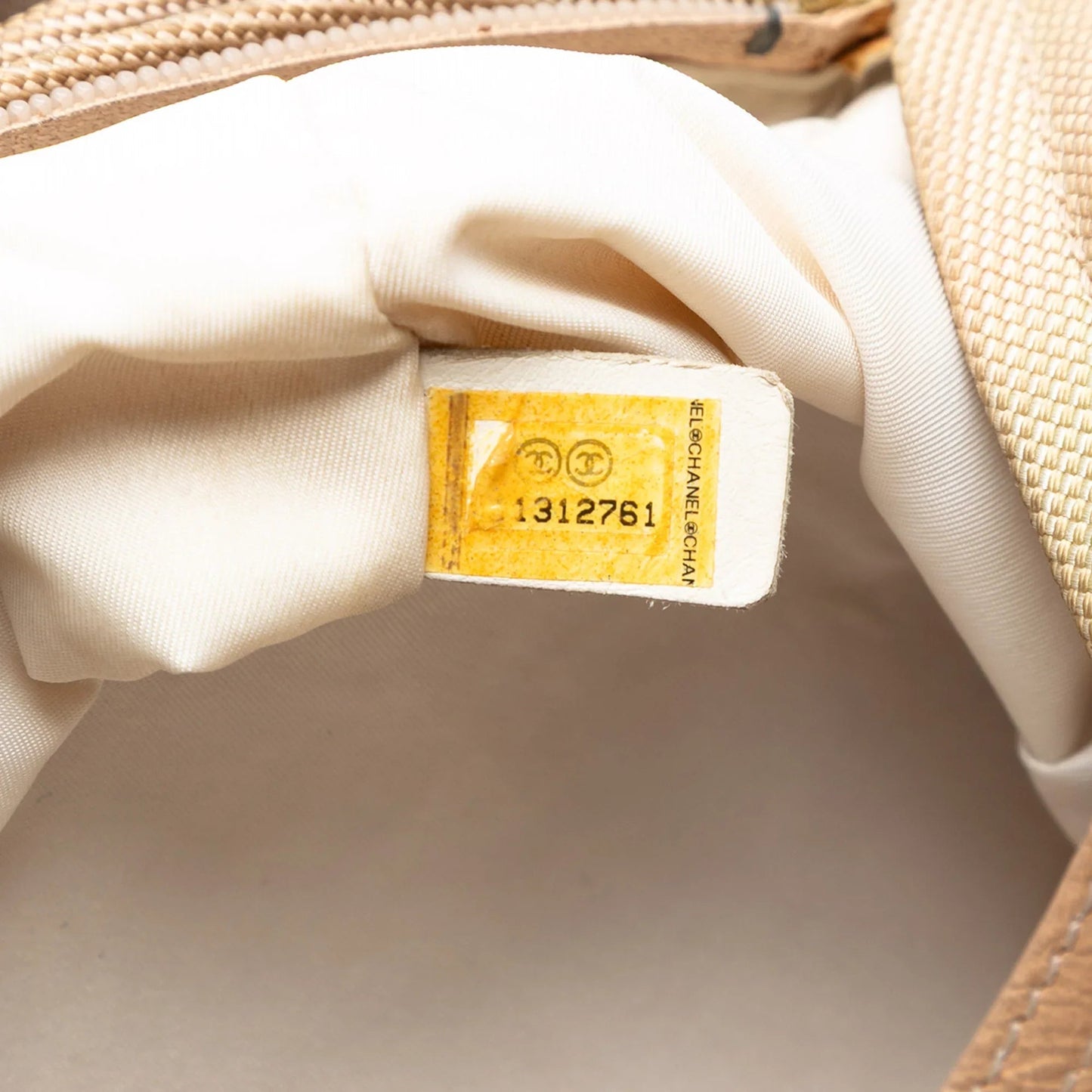 Gold Chanel Paris Biarritz Quilted Coated Canvas Handbag