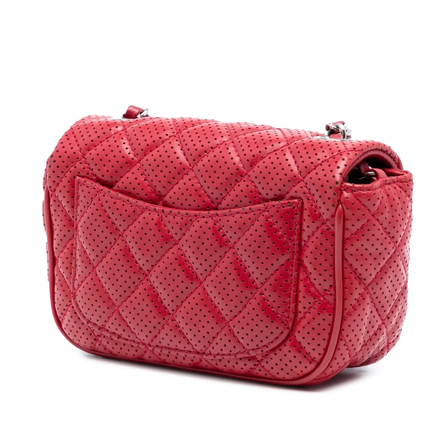 Red Chanel Mini Perforated Lambskin Punch Flap Crossbody Bag