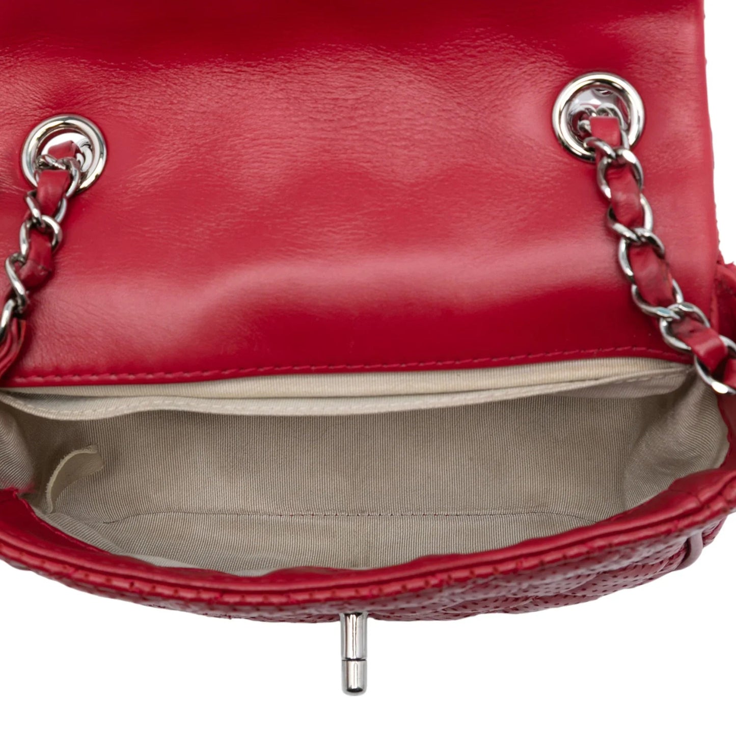 Red Chanel Mini Perforated Lambskin Punch Flap Crossbody Bag