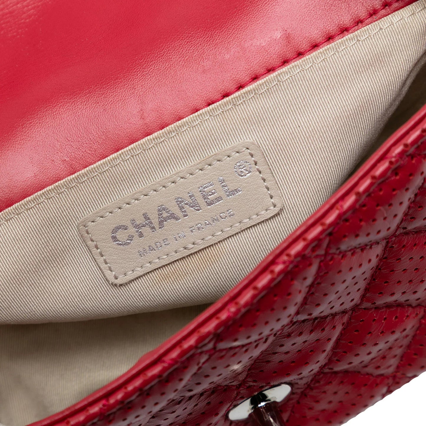 Red Chanel Mini Perforated Lambskin Punch Flap Crossbody Bag