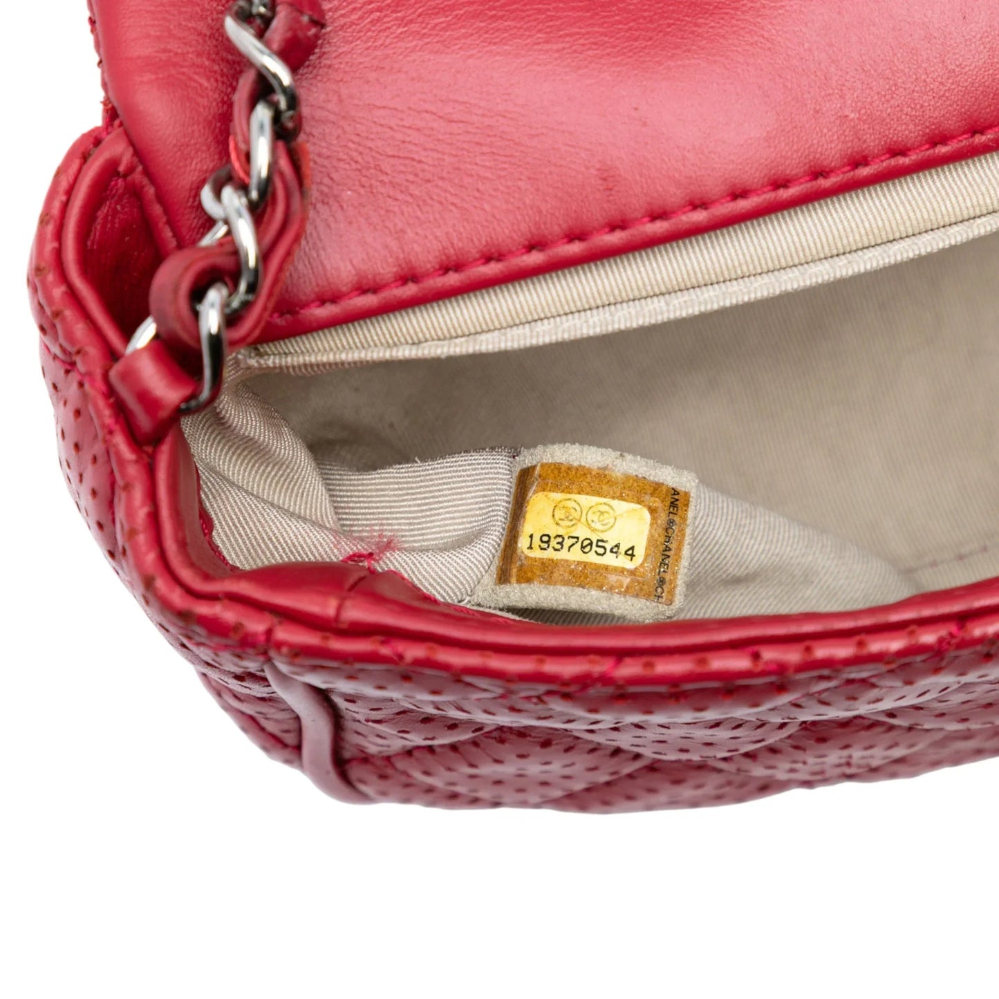 Red Chanel Mini Perforated Lambskin Punch Flap Crossbody Bag