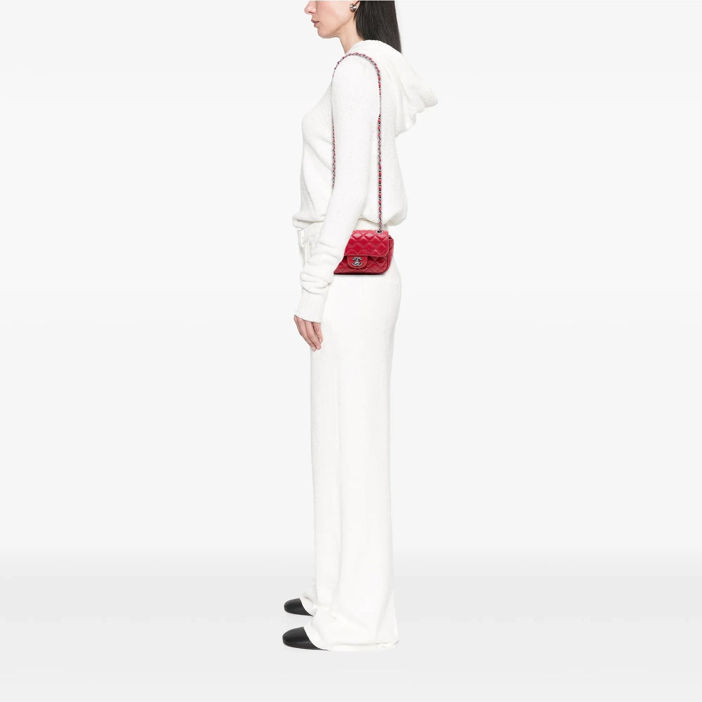 Red Chanel Mini Perforated Lambskin Punch Flap Crossbody Bag