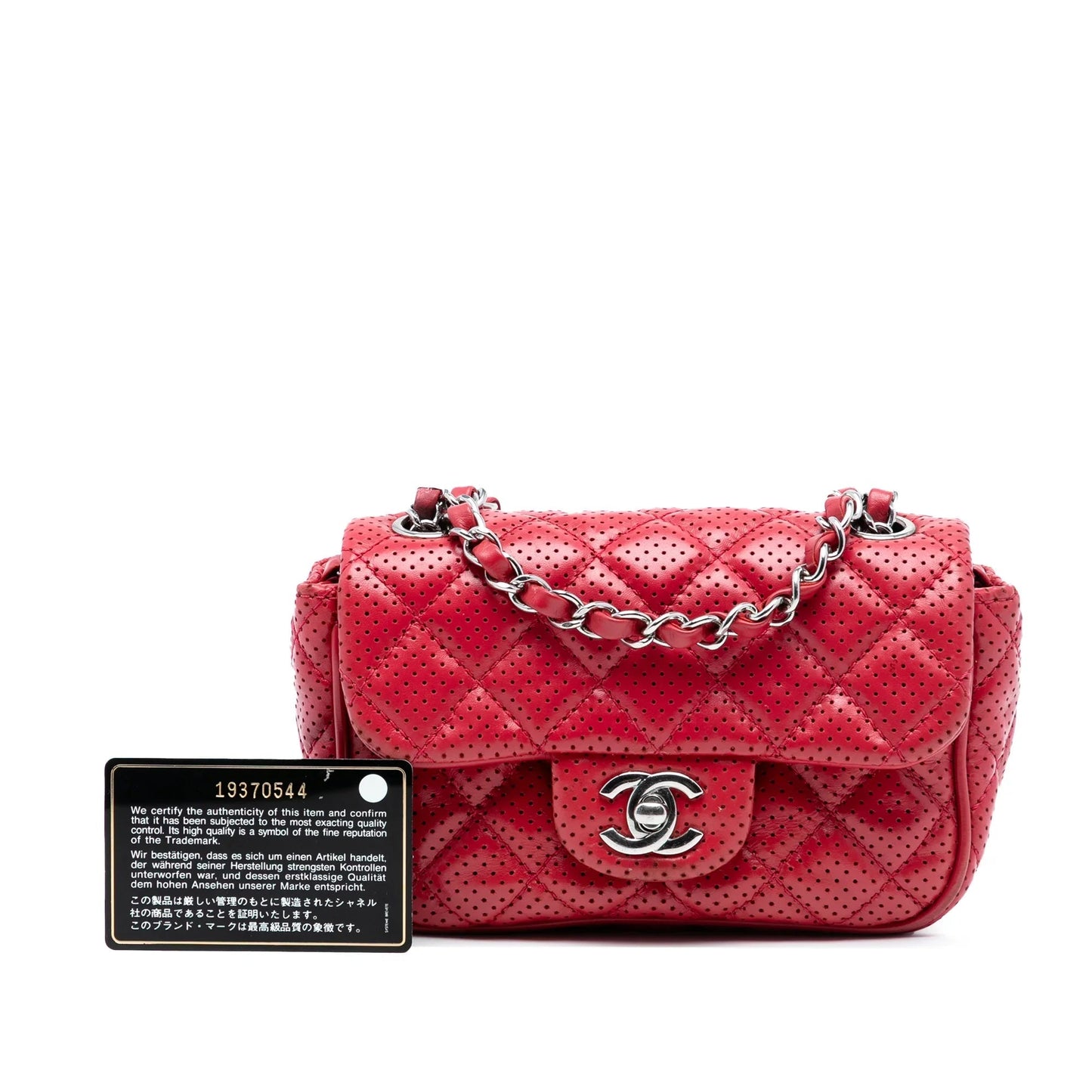 Red Chanel Mini Perforated Lambskin Punch Flap Crossbody Bag