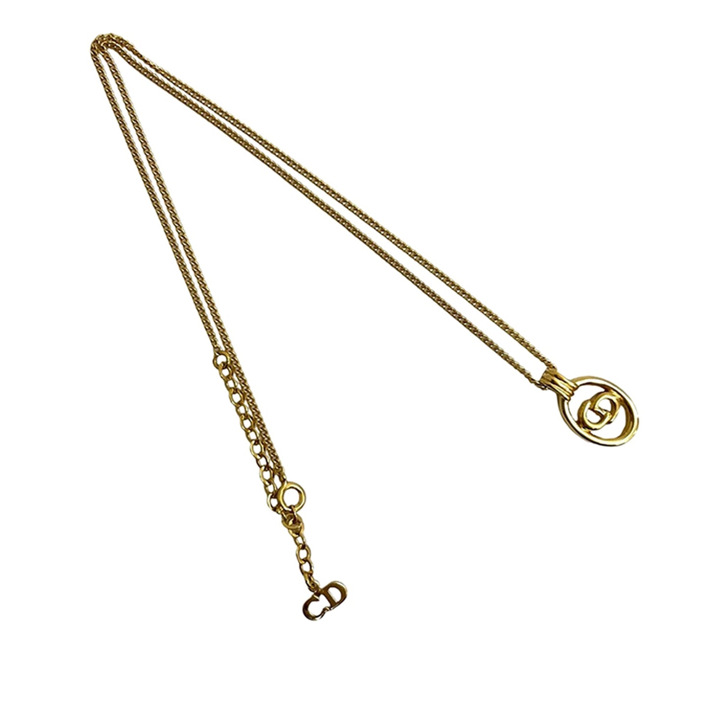 Gold Dior Gold Plated CD Logo Pendant Necklace