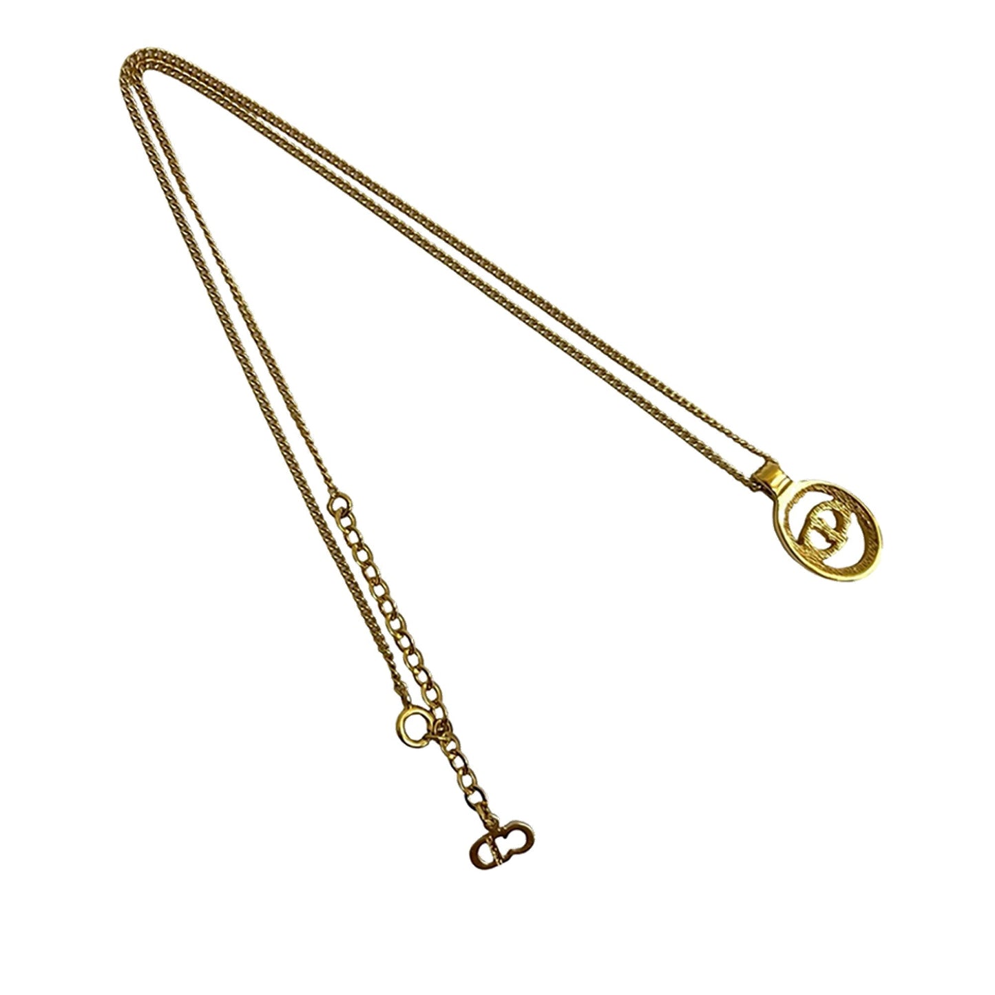 Gold Dior Gold Plated CD Logo Pendant Necklace