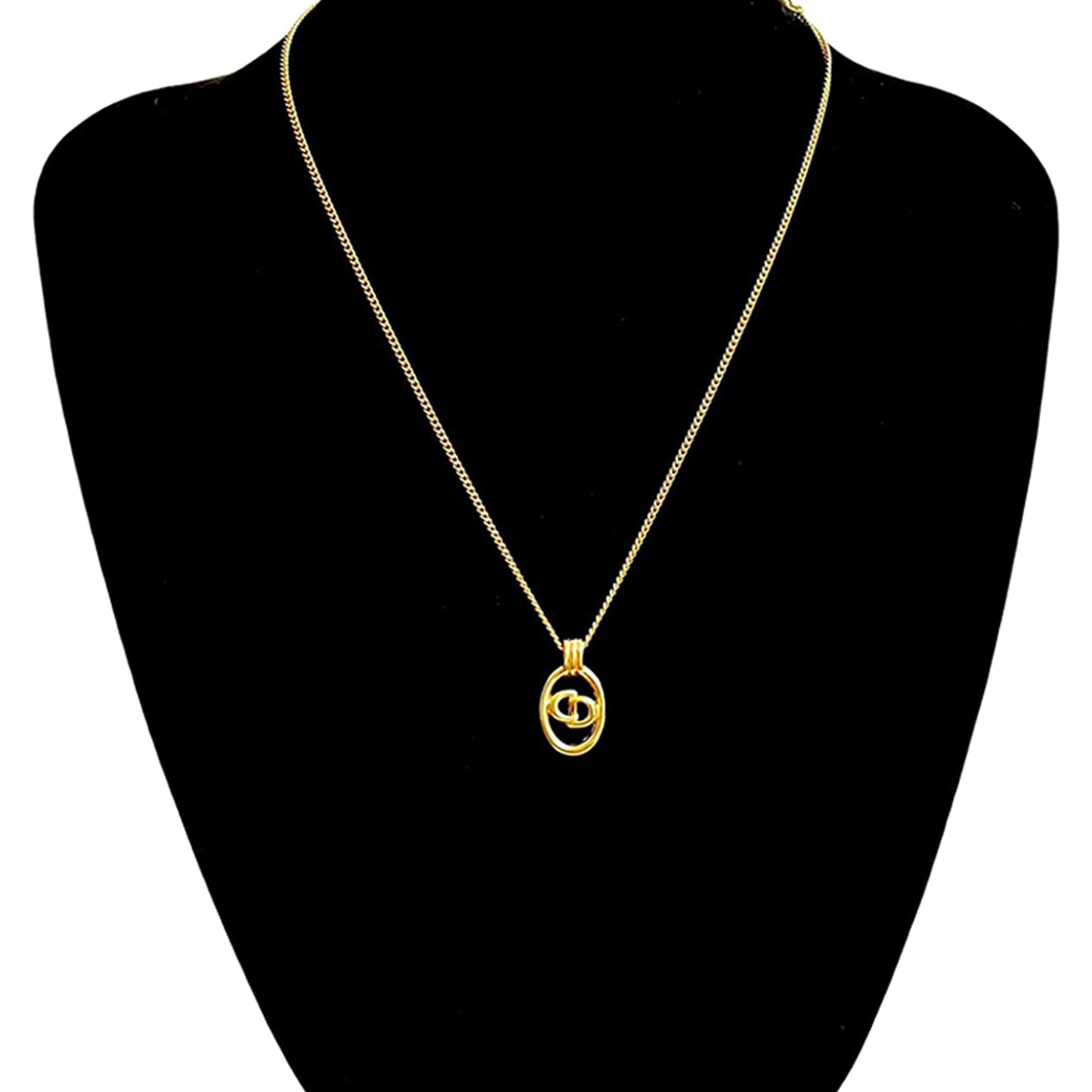 Gold Dior Gold Plated CD Logo Pendant Necklace